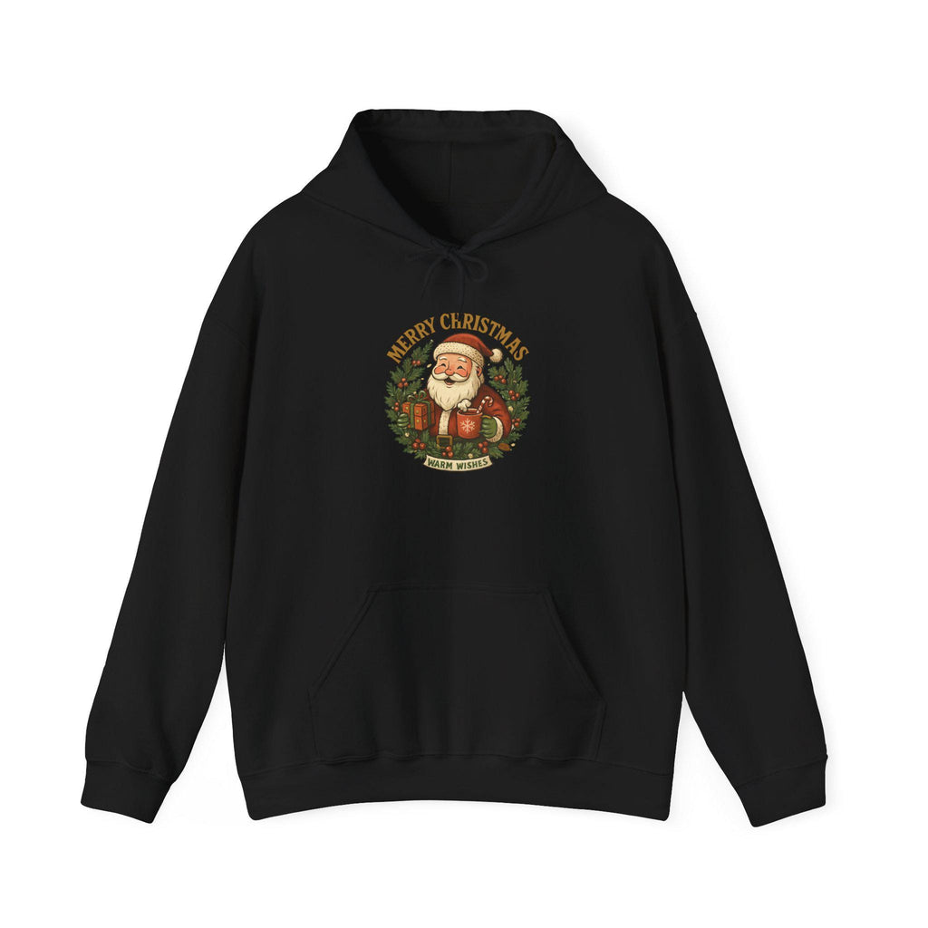 Vintage Santa Claus wreath Merry Christmas Hoodie | Retro Holiday Graphic