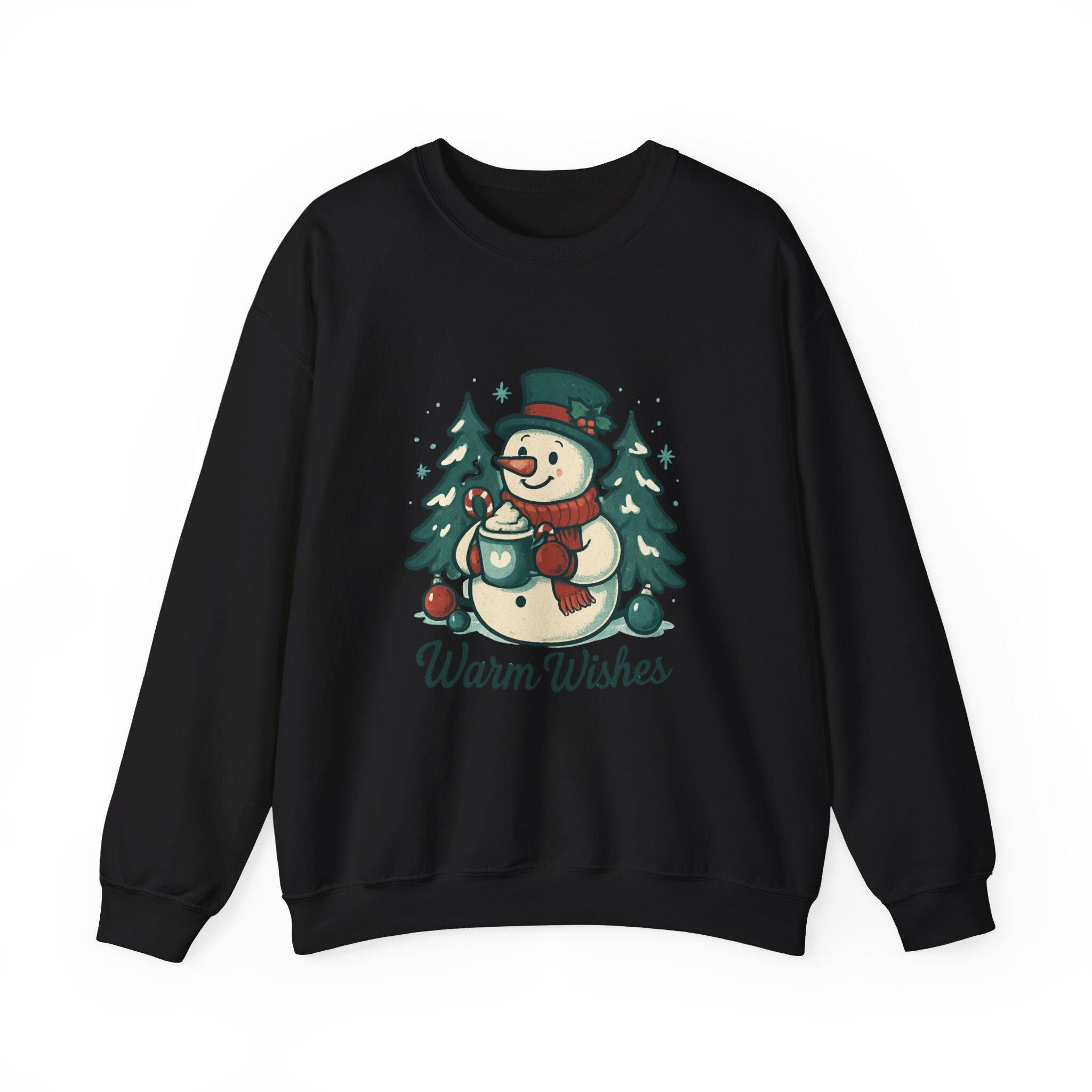 Warm Wishes Snowman Crewneck Sweatshirt | Holiday Winter Trees