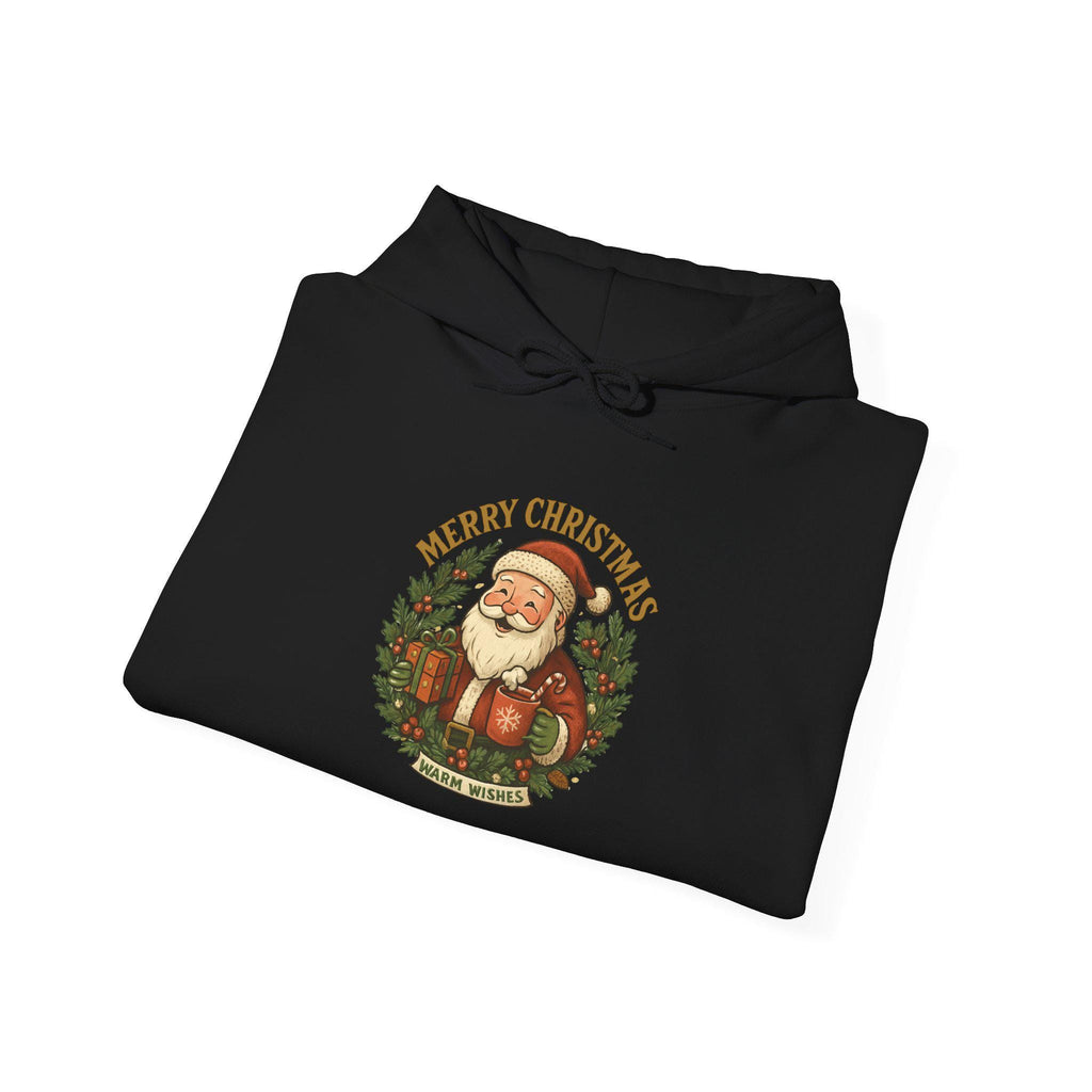 Vintage Santa Claus wreath Merry Christmas Hoodie | Retro Holiday Graphic