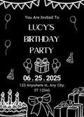 Chalkboard Birthday Invitation: Black and White Party Invite (Printable & Digital Card)