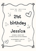 Black and Beige Heart Minimal Birthday Invite