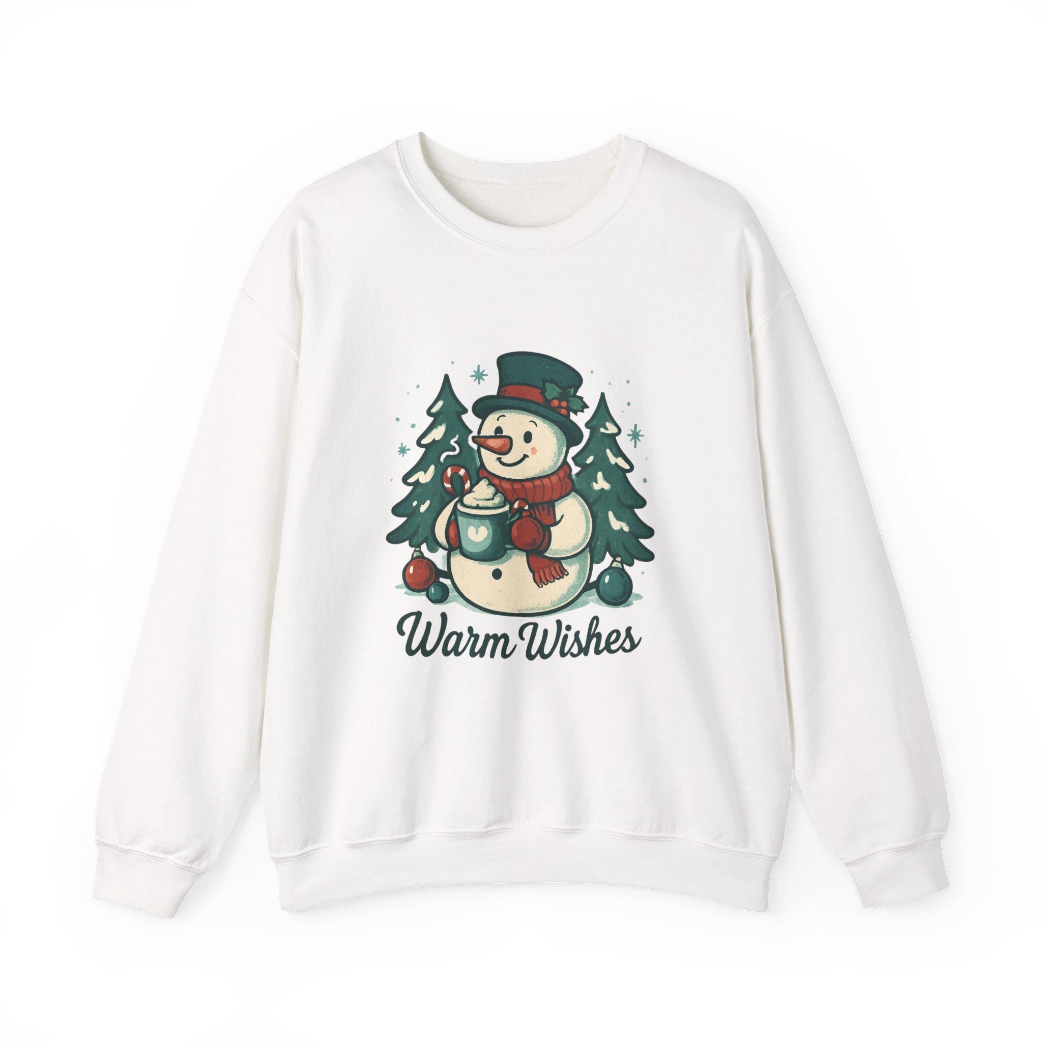 Warm Wishes Snowman Crewneck Sweatshirt | Holiday Winter Trees