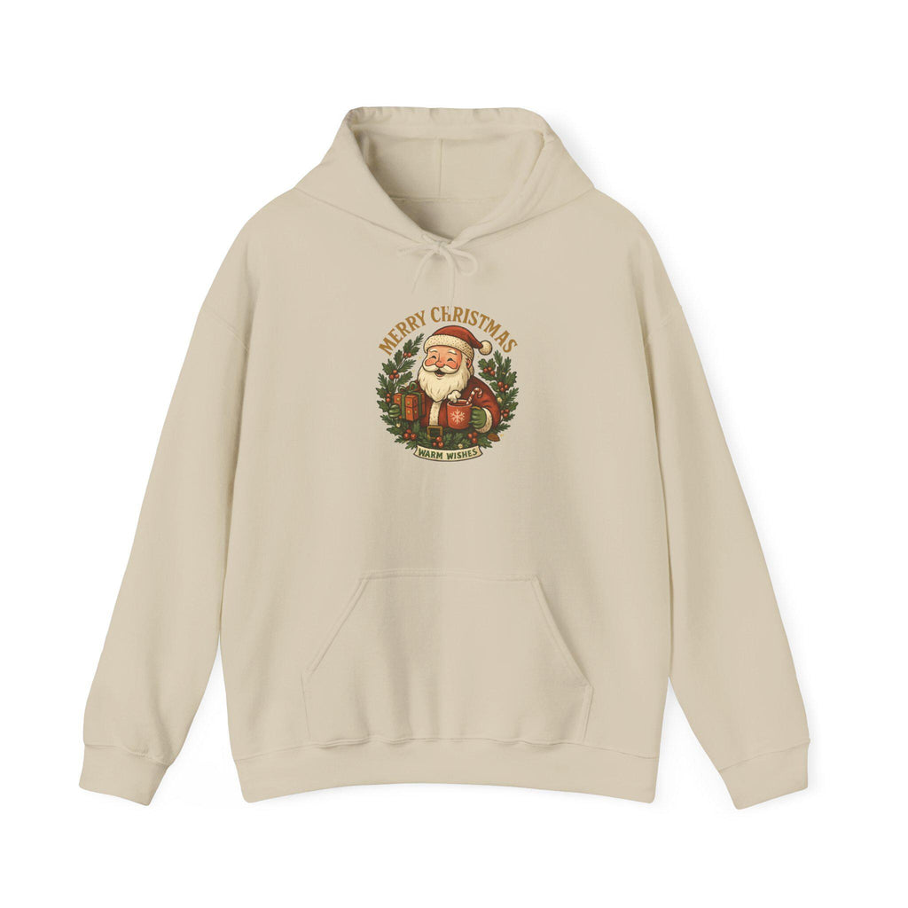 Vintage Santa Claus wreath Merry Christmas Hoodie | Retro Holiday Graphic