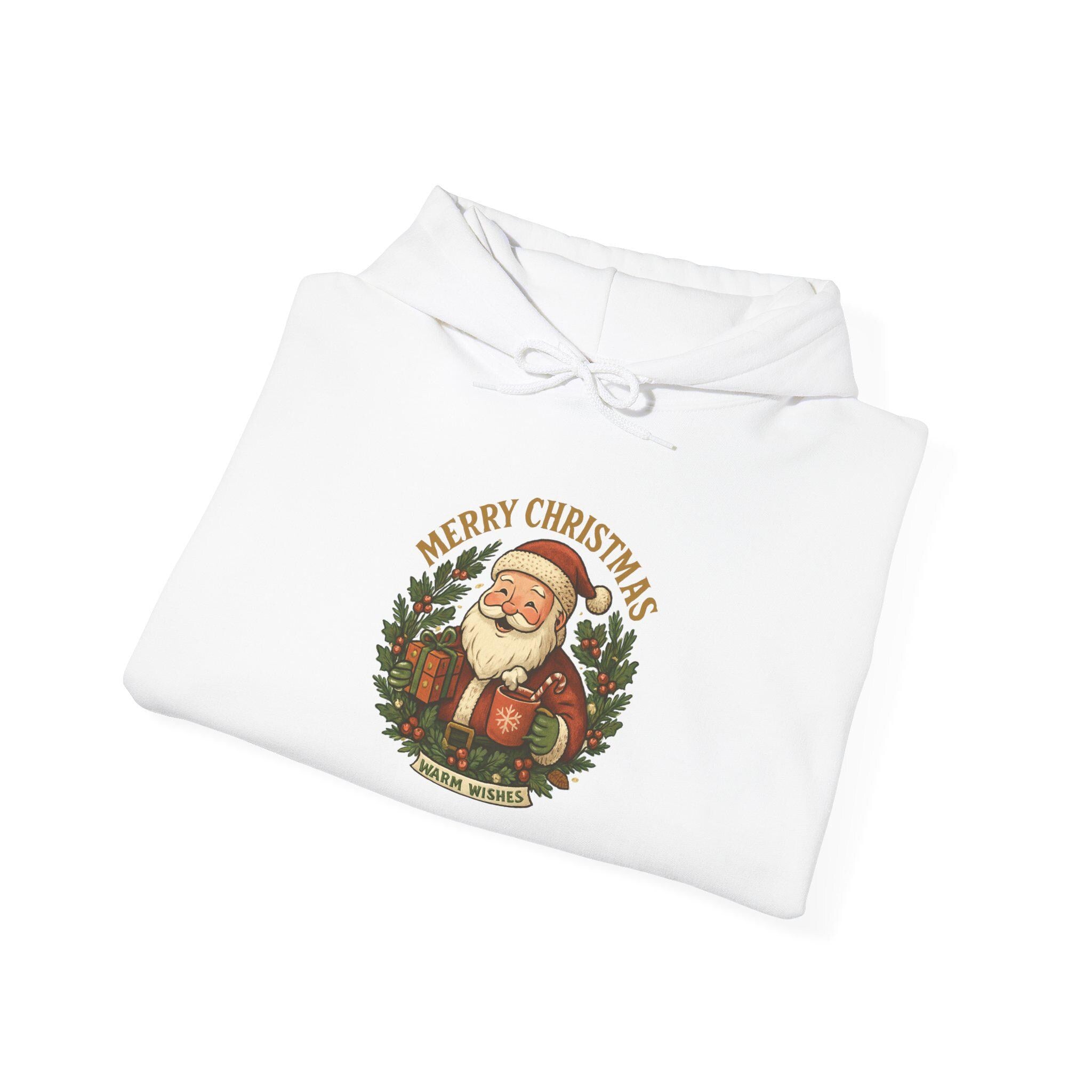 Vintage Santa Claus wreath Merry Christmas Hoodie | Retro Holiday Graphic