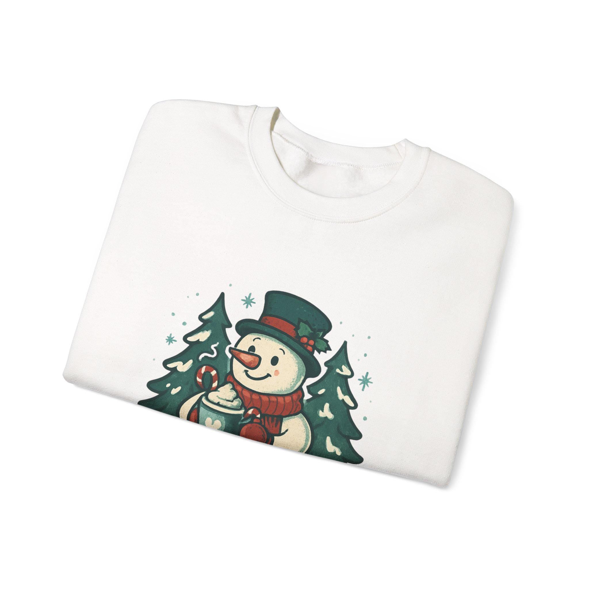 Warm Wishes Snowman Crewneck Sweatshirt | Holiday Winter Trees