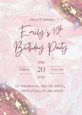 Pink and Gold Confetti Birthday Party Invite