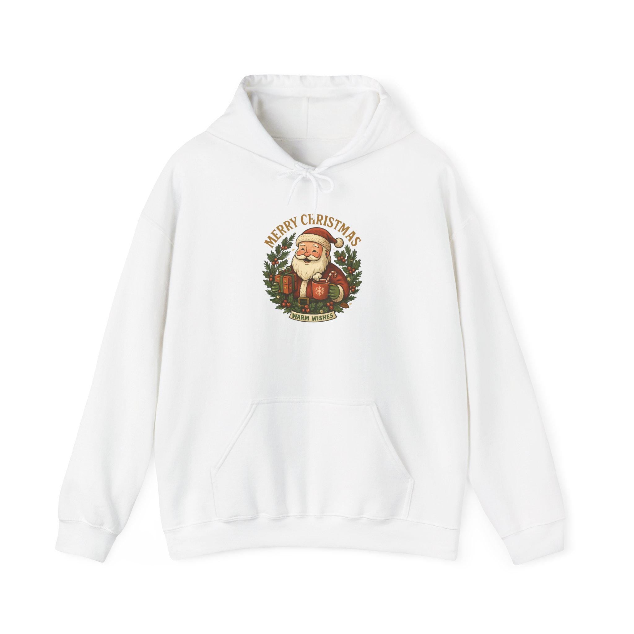 Vintage Santa Claus wreath Merry Christmas Hoodie | Retro Holiday Graphic