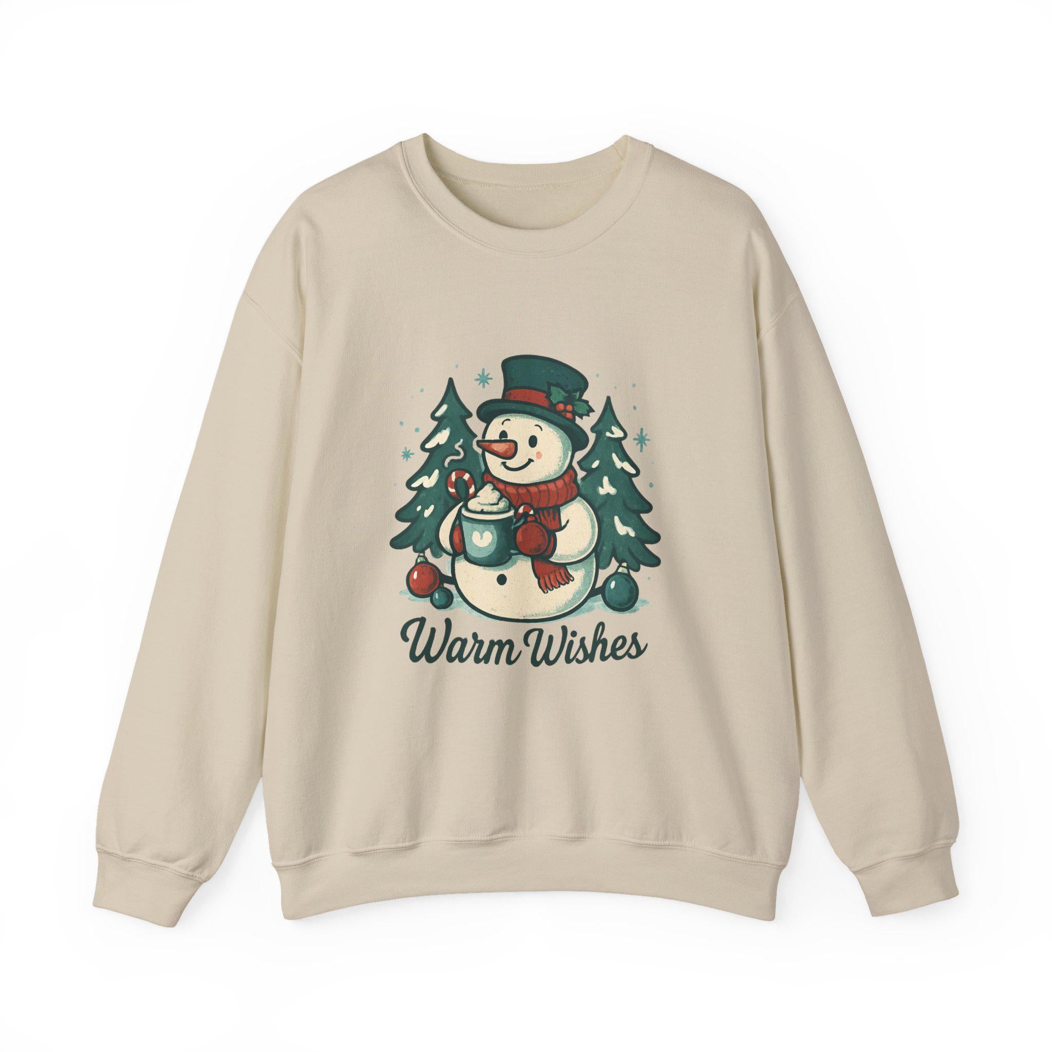 Warm Wishes Snowman Crewneck Sweatshirt | Holiday Winter Trees