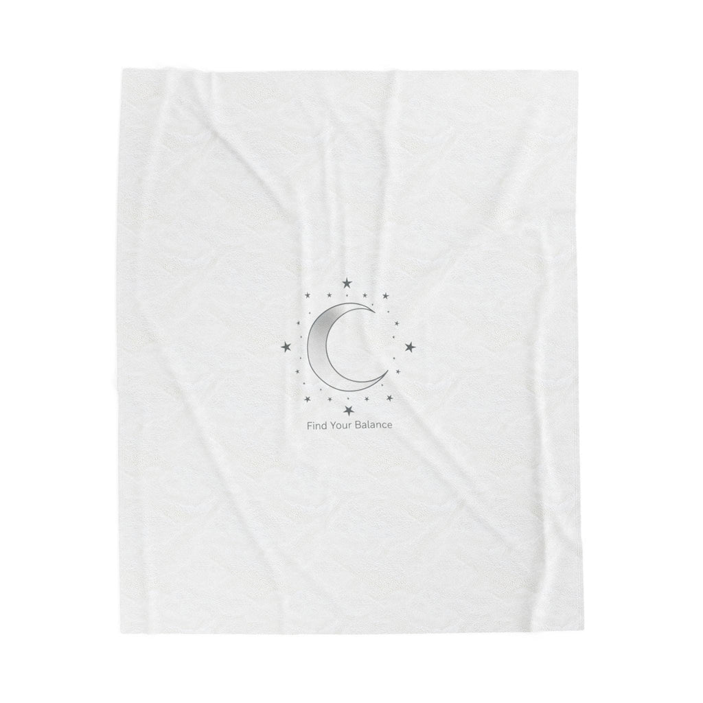 Minimal Moon Phase Celestial Blanket | Velveteen constellation design, calming mantra