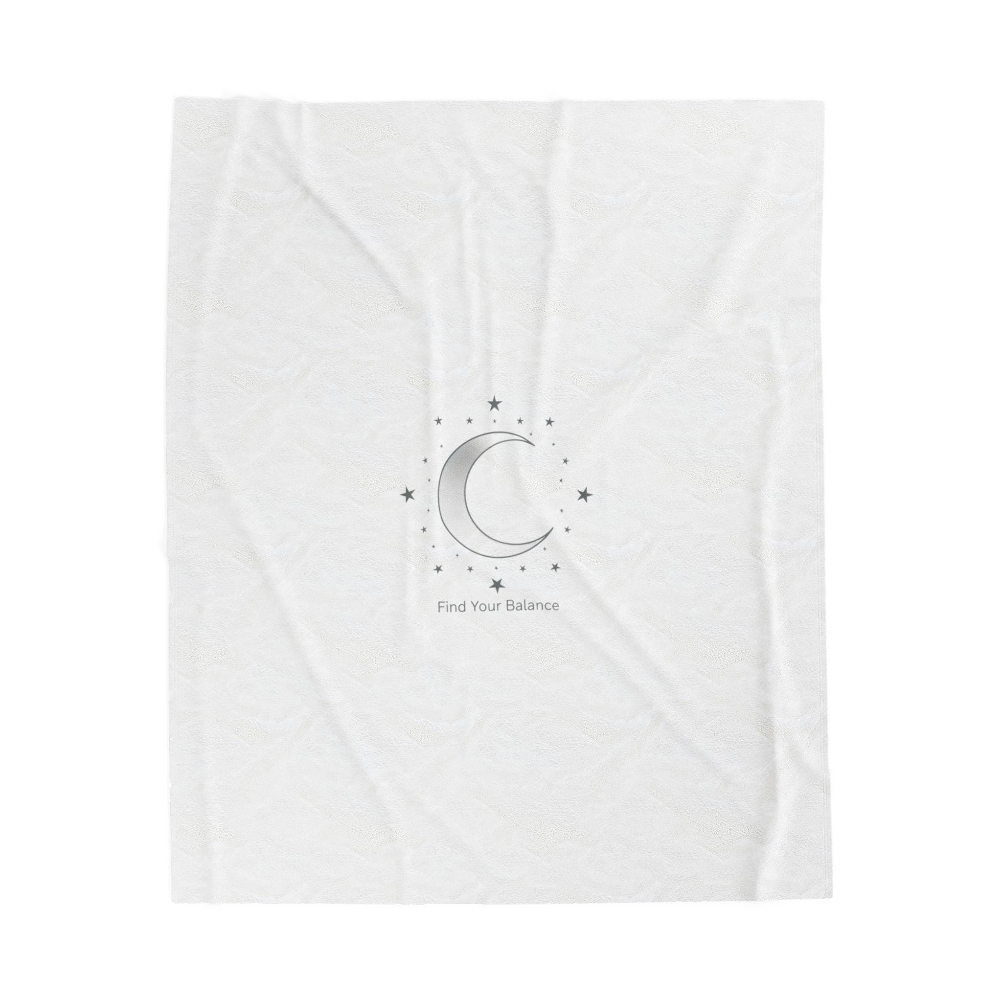 Minimal Moon Phase Celestial Blanket | Velveteen constellation design, calming mantra