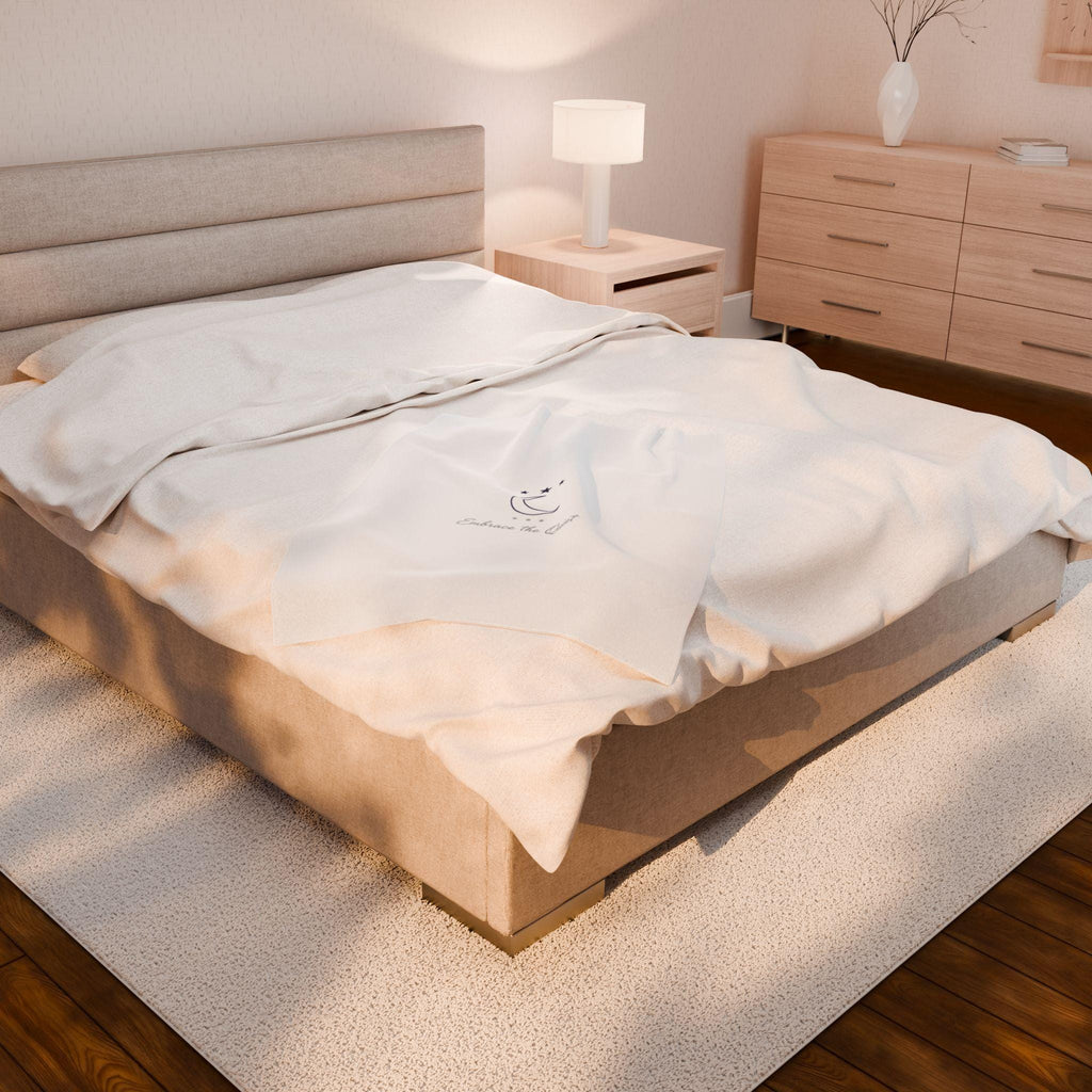 Minimalist Moon Phase Velveteen Blanket | Celestial Decor