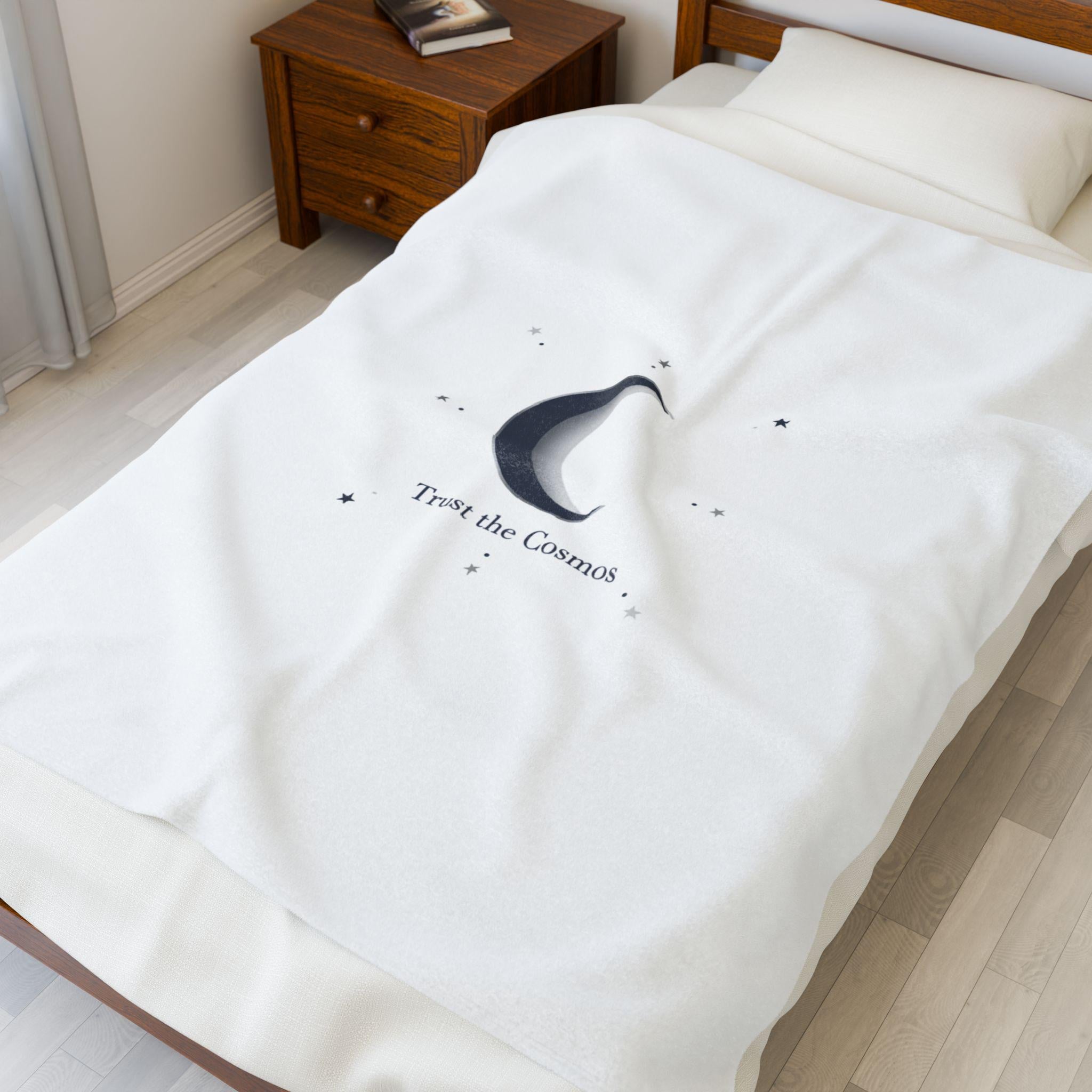 Moon Phase Constellation Velveteen Plush Blanket | Minimal Astrology Design