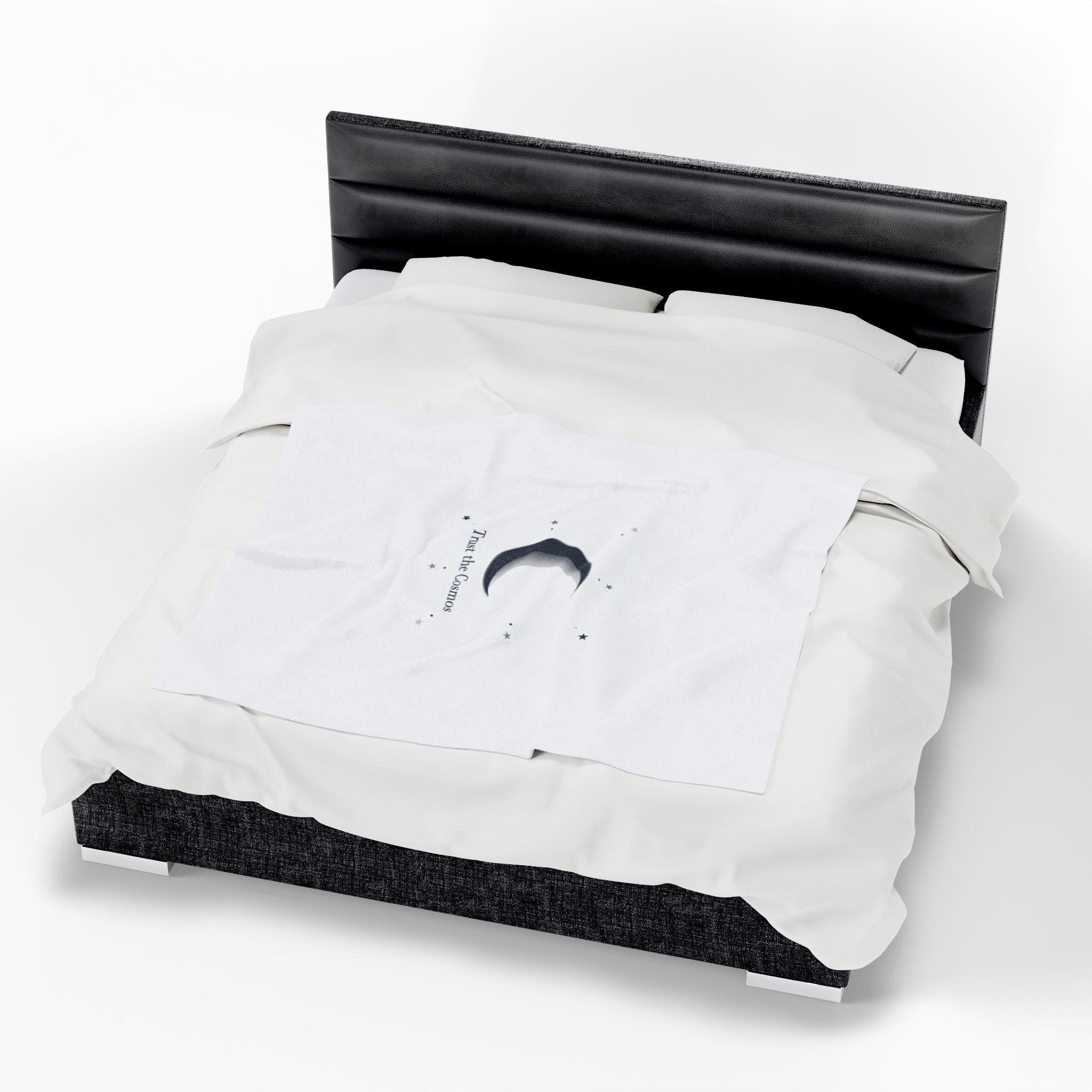 Moon Phase Constellation Velveteen Plush Blanket | Minimal Astrology Design