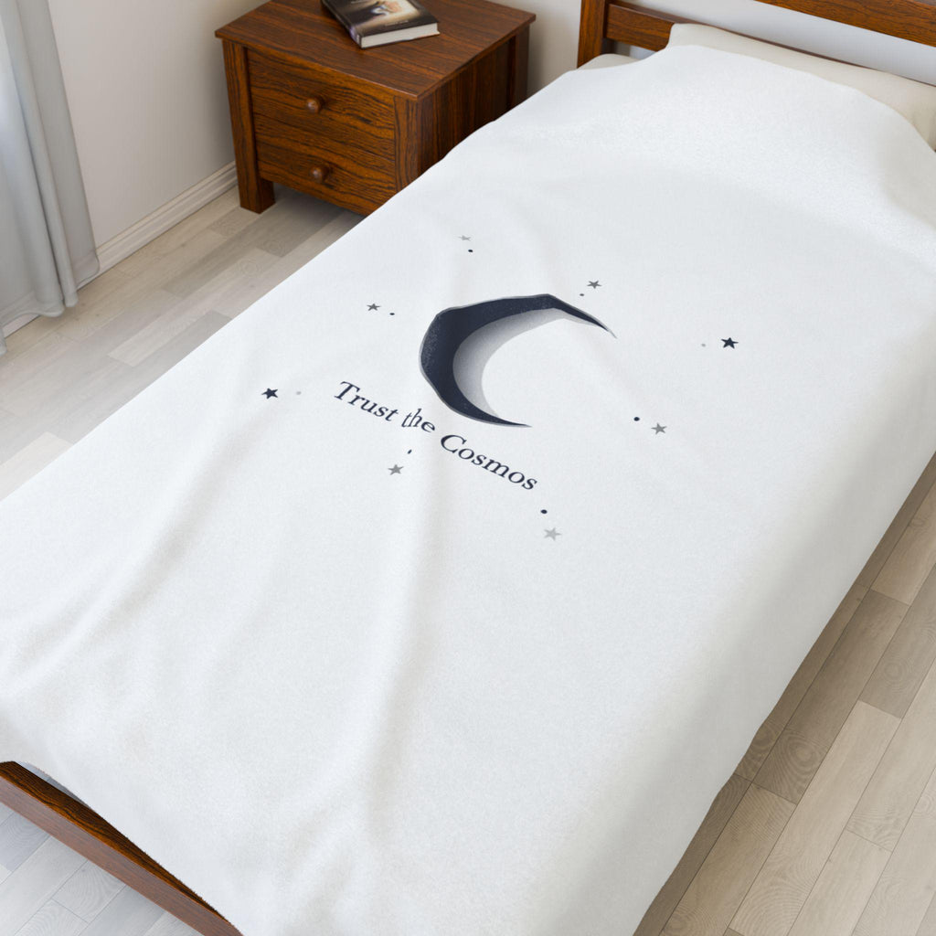 Moon Phase Constellation Velveteen Plush Blanket | Minimal Astrology Design