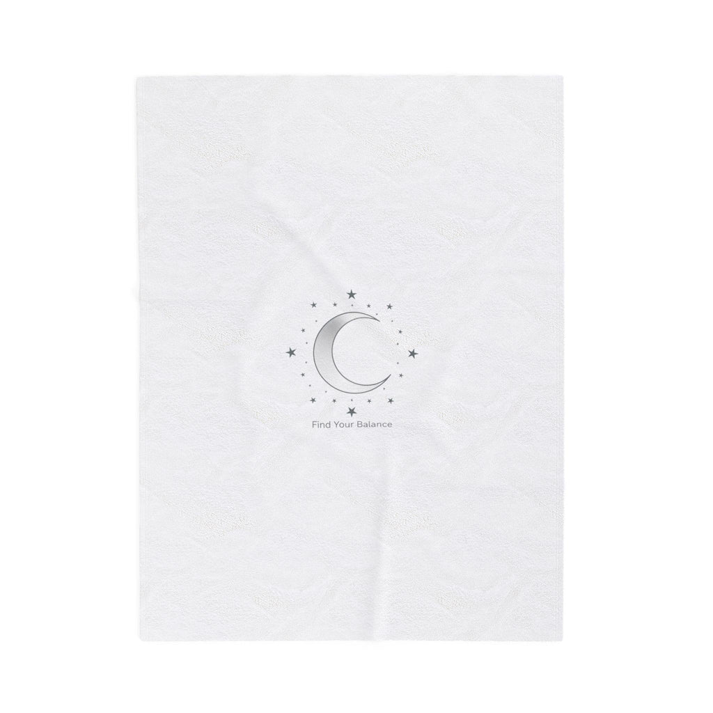 Minimal Moon Phase Celestial Blanket | Velveteen constellation design, calming mantra