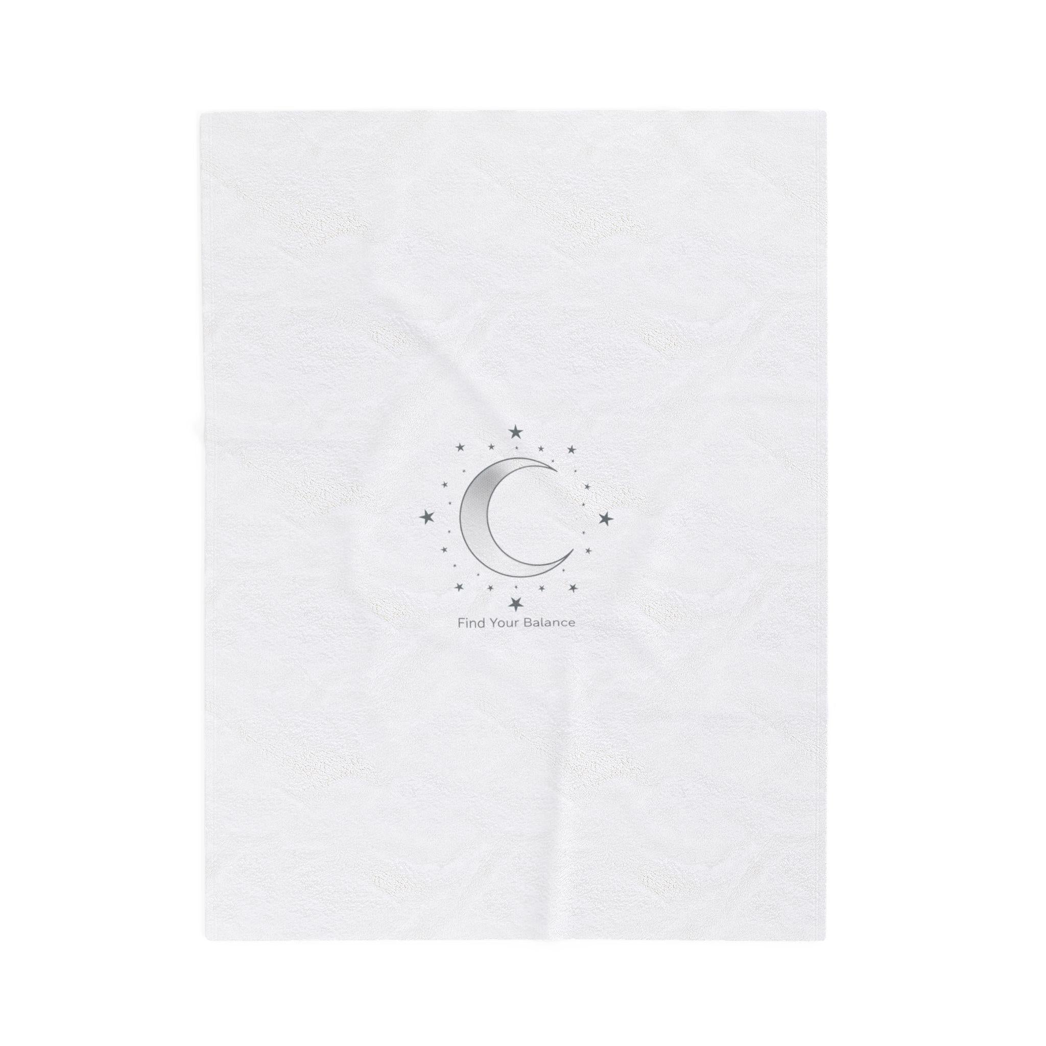 Minimal Moon Phase Celestial Blanket | Velveteen constellation design, calming mantra
