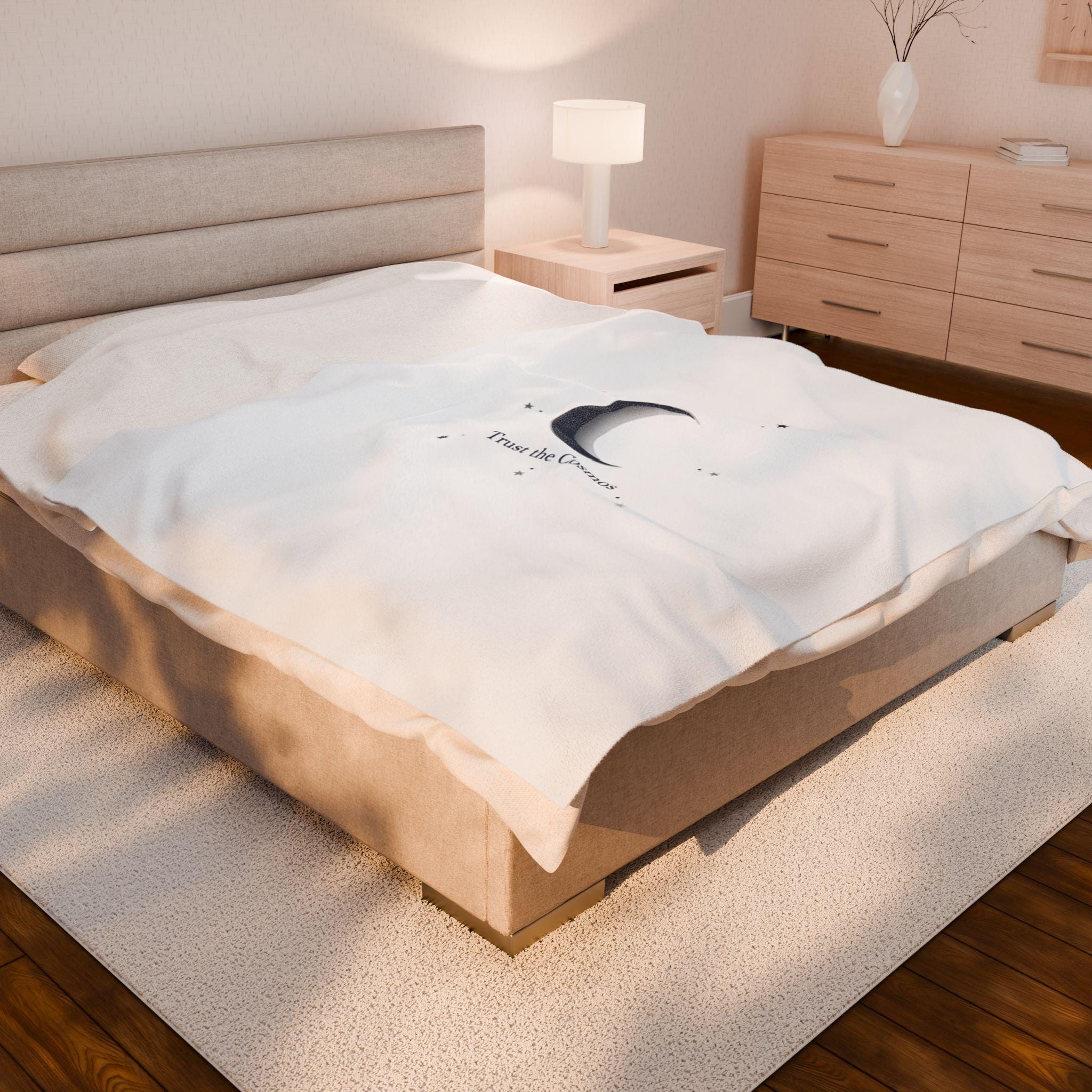 Moon Phase Constellation Velveteen Plush Blanket | Minimal Astrology Design