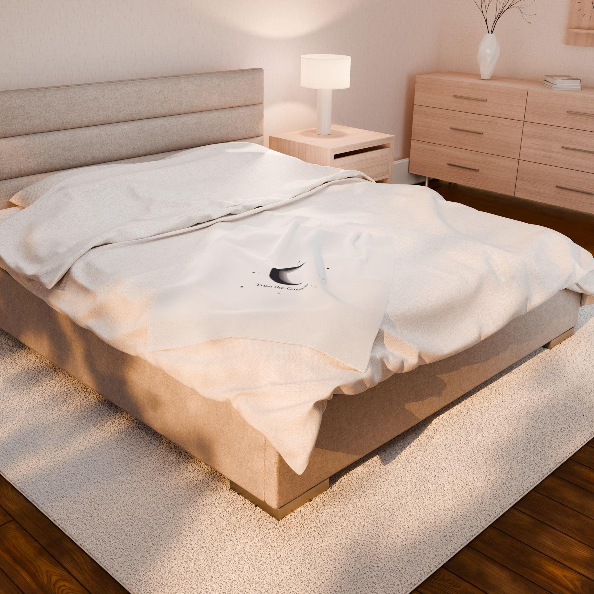 Moon Phase Constellation Velveteen Plush Blanket | Minimal Astrology Design