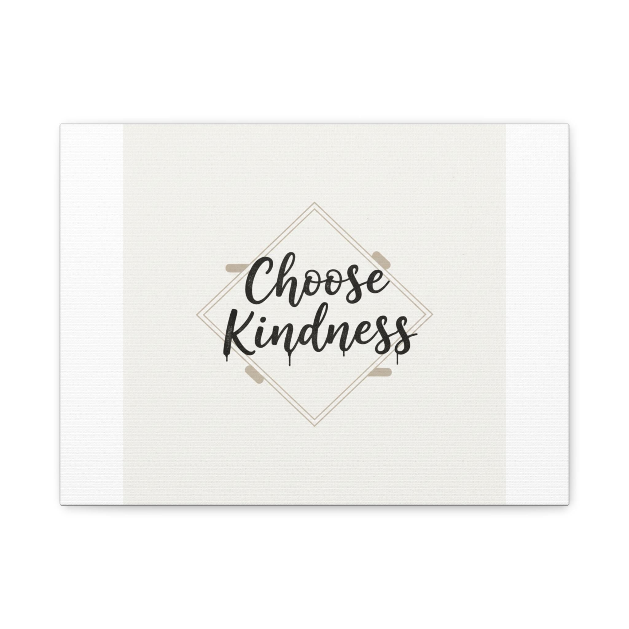 Choose Kindness Canvas, Minimalist Hand-Lettered Quote, Neutral Calligraphy Wall Art