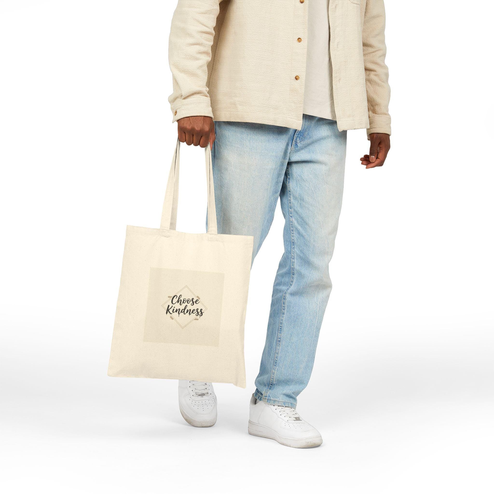 Choose Kindness Tote, Minimalist Hand-Lettered Quote, Neutral Canvas Bag