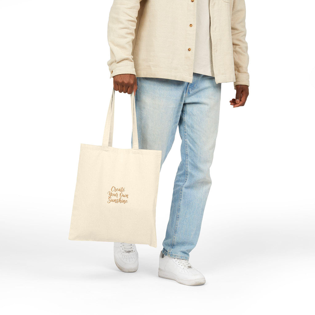 Create Your Own Sunshine Tote, minimalist hand-lettered quote canvas tote