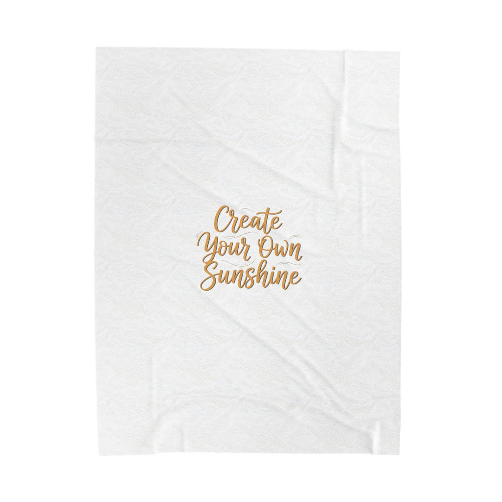 Create Your Own Sunshine Velveteen Plush Blanket | Minimalist Hand-Lettered Quote, Neutral Script Typography
