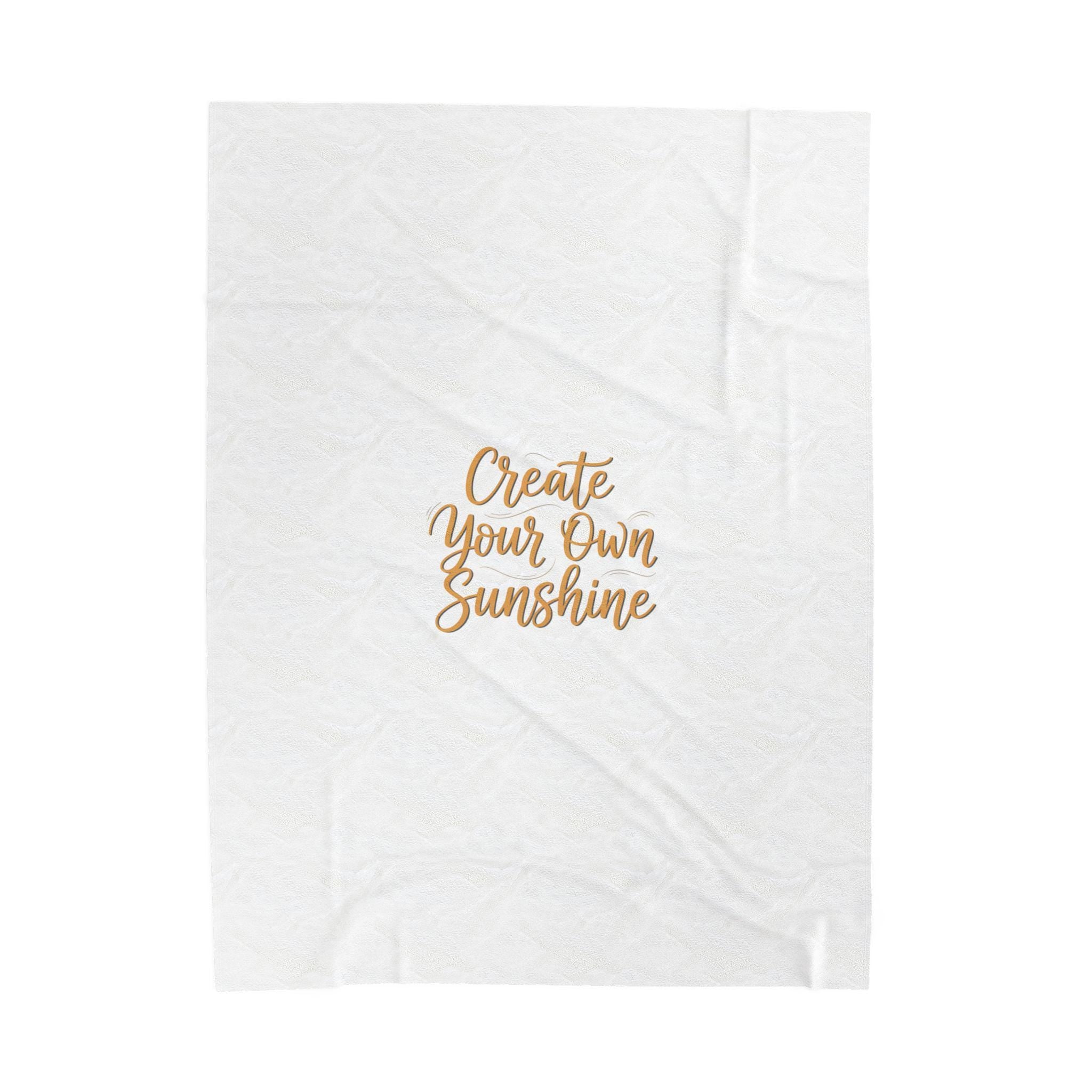 Create Your Own Sunshine Velveteen Plush Blanket | Minimalist Hand-Lettered Quote, Neutral Script Typography