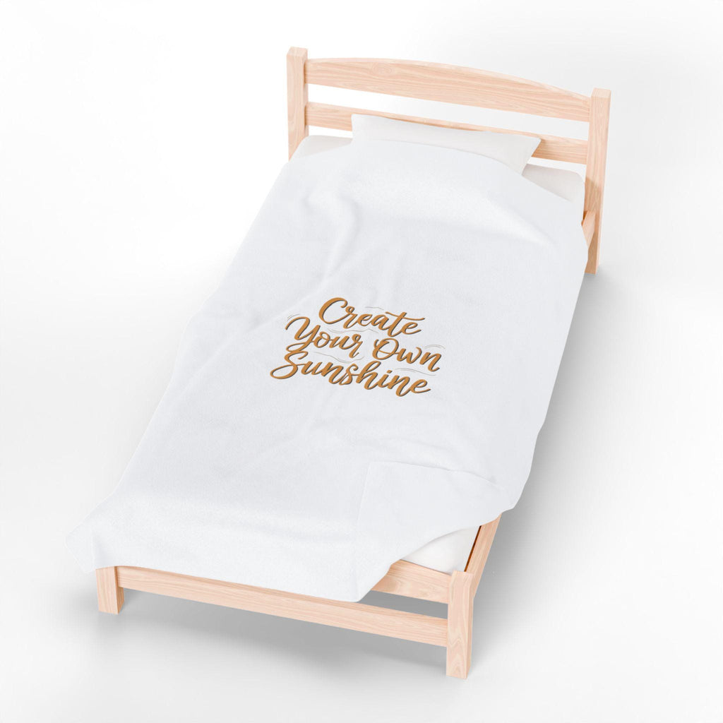 Create Your Own Sunshine Velveteen Plush Blanket | Minimalist Hand-Lettered Quote, Neutral Script Typography