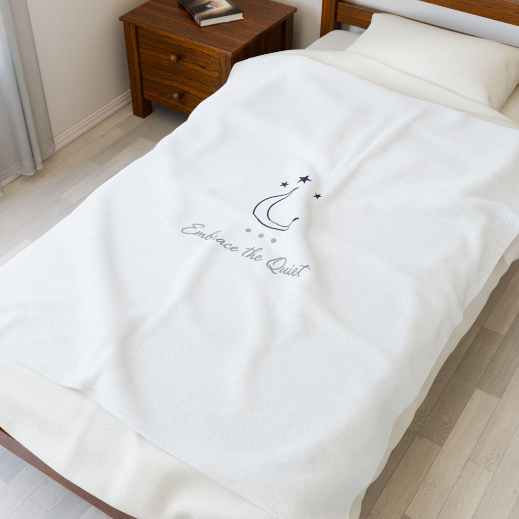 Minimalist Moon Phase Velveteen Blanket | Celestial Decor