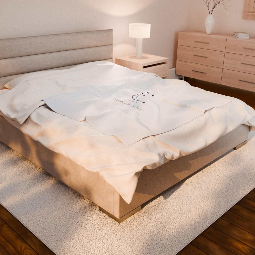 Minimalist Moon Phase Velveteen Blanket | Celestial Decor