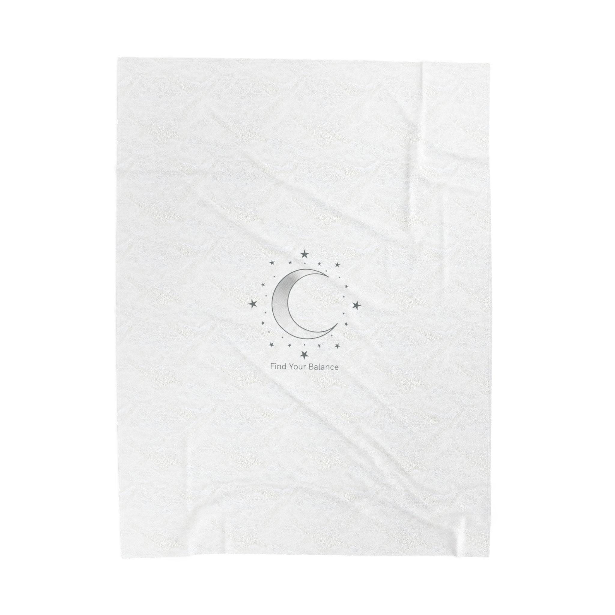 Minimal Moon Phase Celestial Blanket | Velveteen constellation design, calming mantra