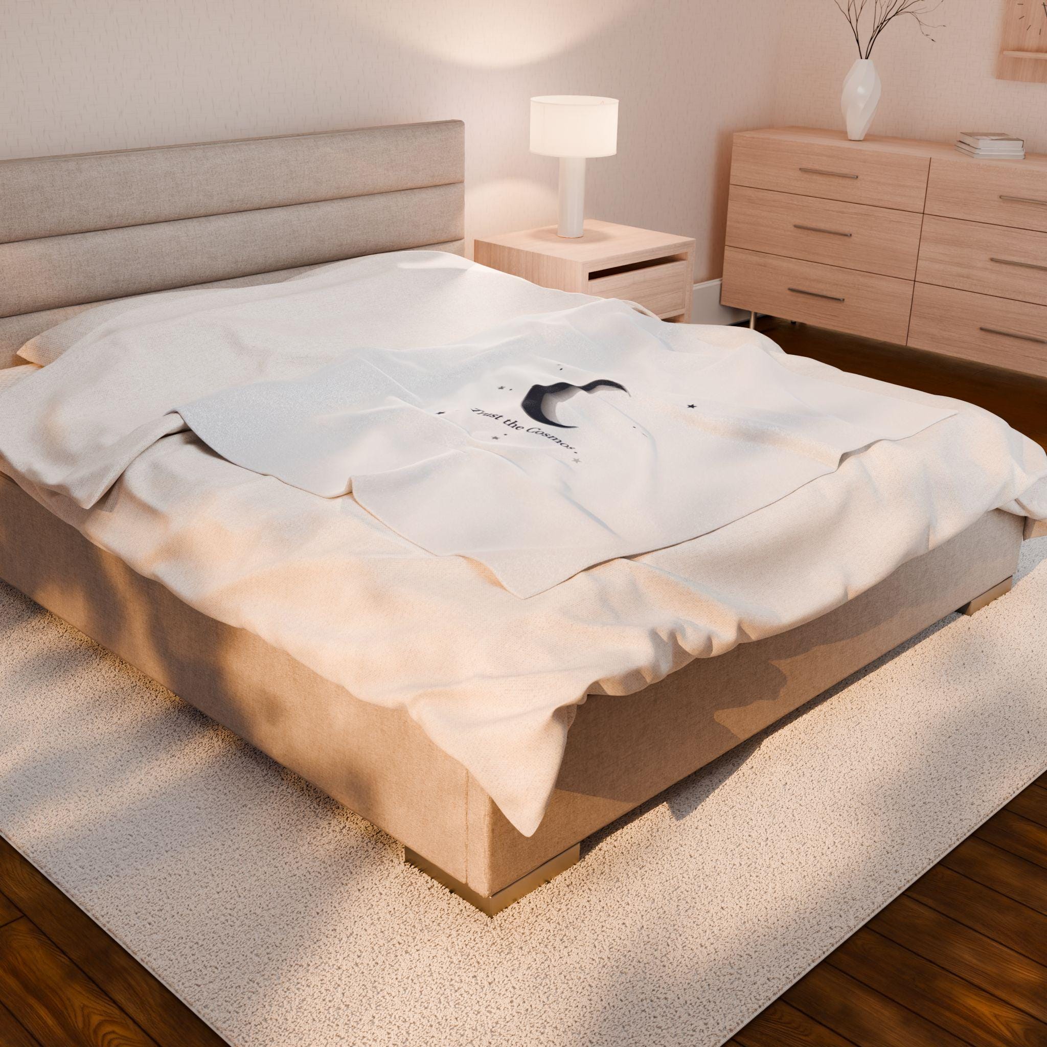 Moon Phase Constellation Velveteen Plush Blanket | Minimal Astrology Design