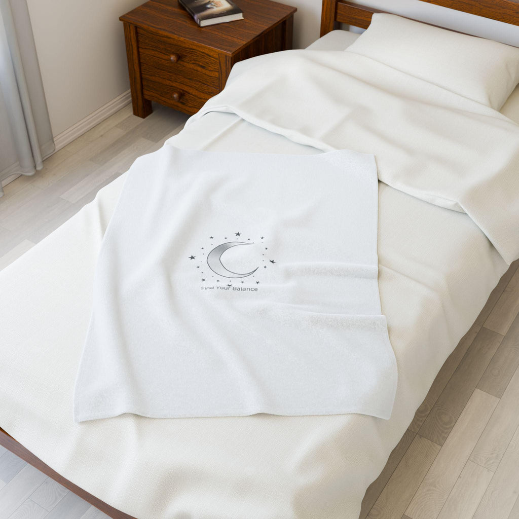 Minimal Moon Phase Celestial Blanket | Velveteen constellation design, calming mantra