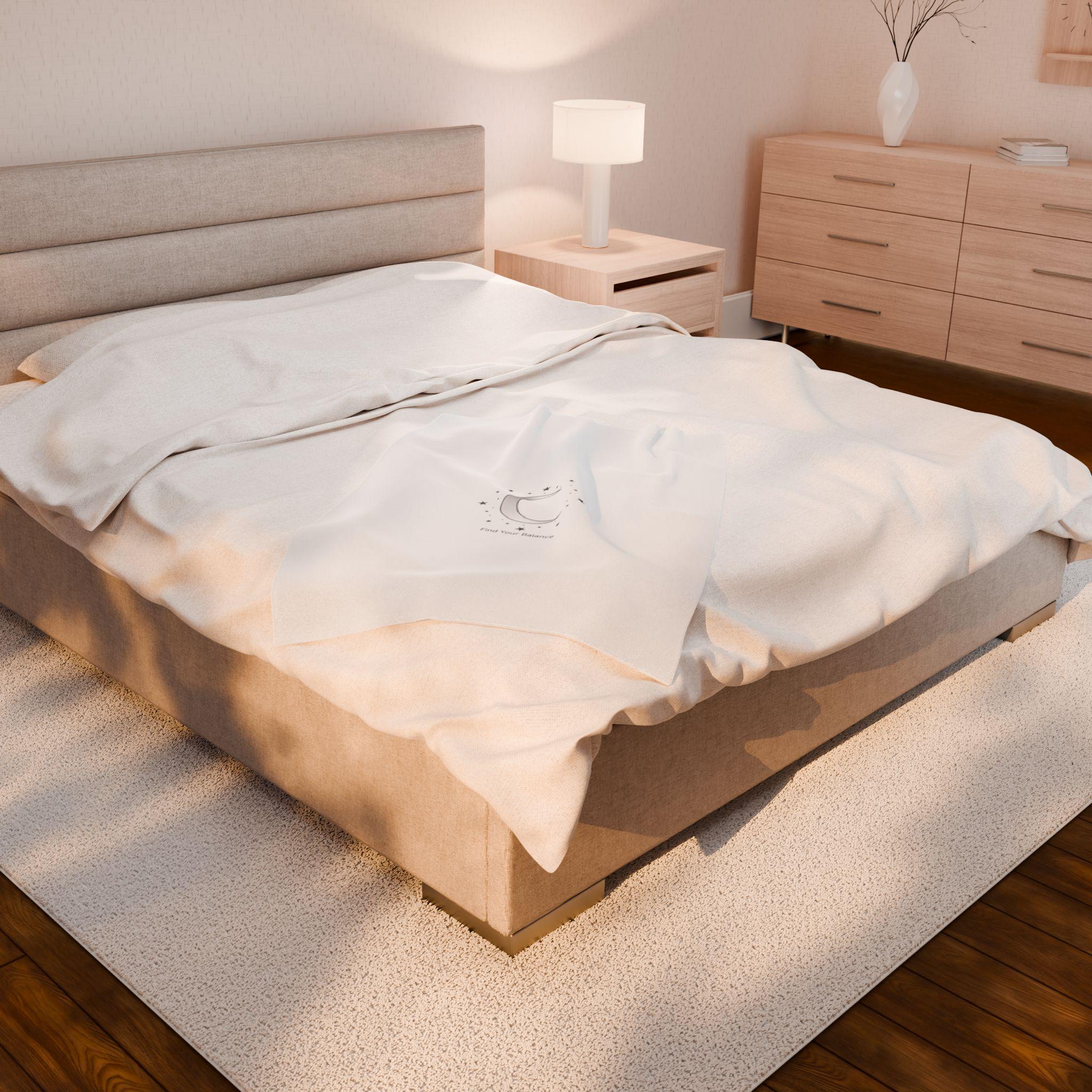 Minimal Moon Phase Celestial Blanket | Velveteen constellation design, calming mantra