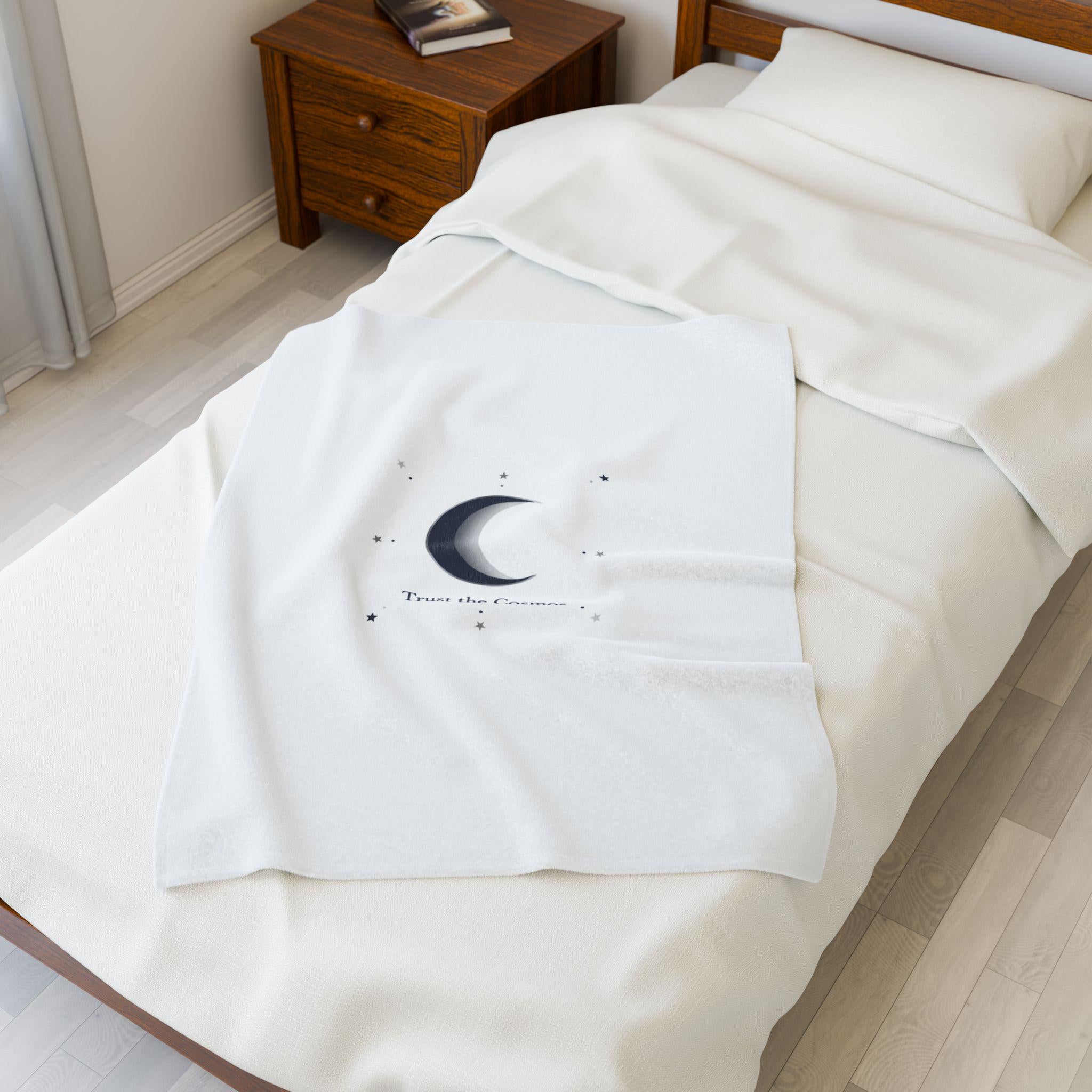 Moon Phase Constellation Velveteen Plush Blanket | Minimal Astrology Design