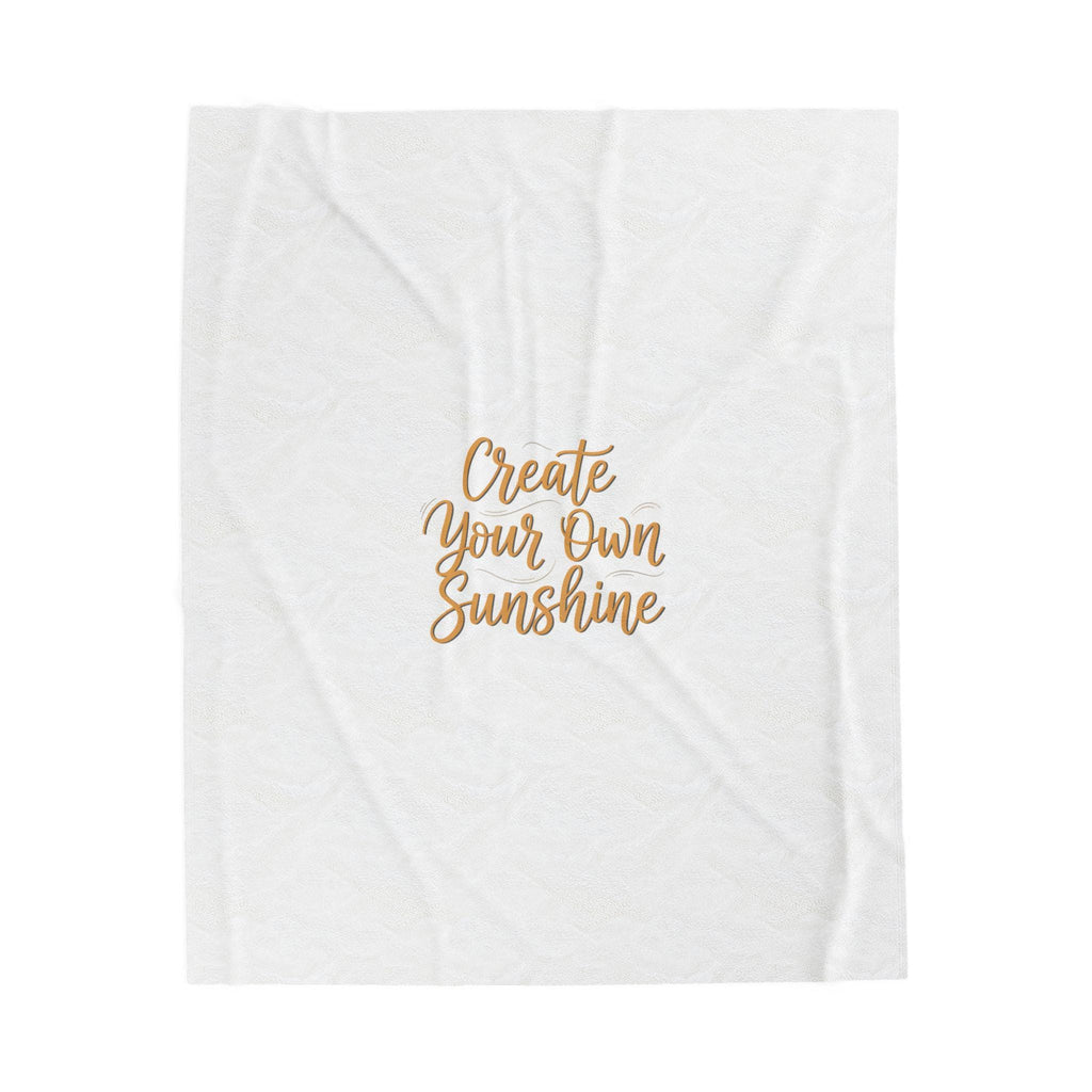 Create Your Own Sunshine Velveteen Plush Blanket | Minimalist Hand-Lettered Quote, Neutral Script Typography