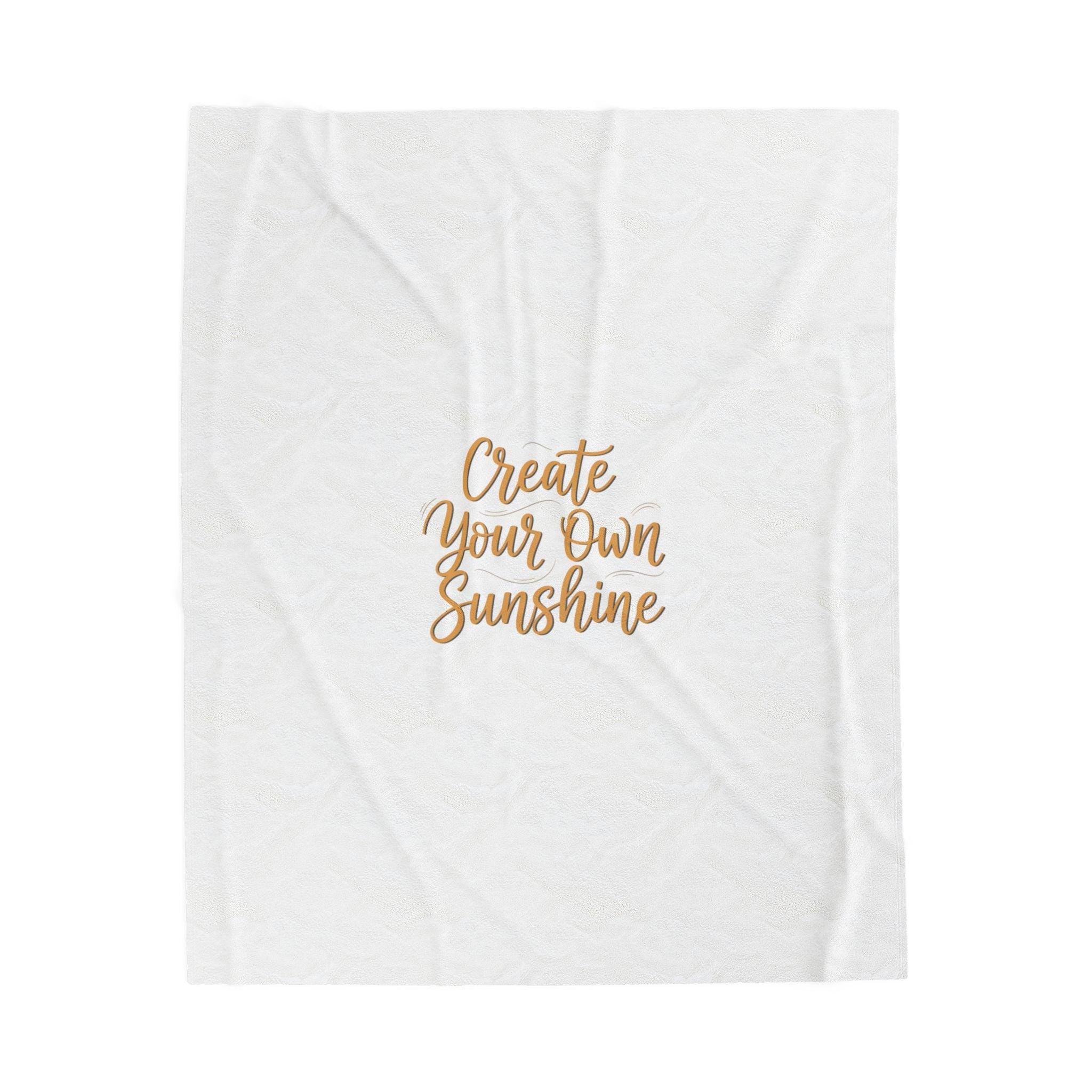 Create Your Own Sunshine Velveteen Plush Blanket | Minimalist Hand-Lettered Quote, Neutral Script Typography
