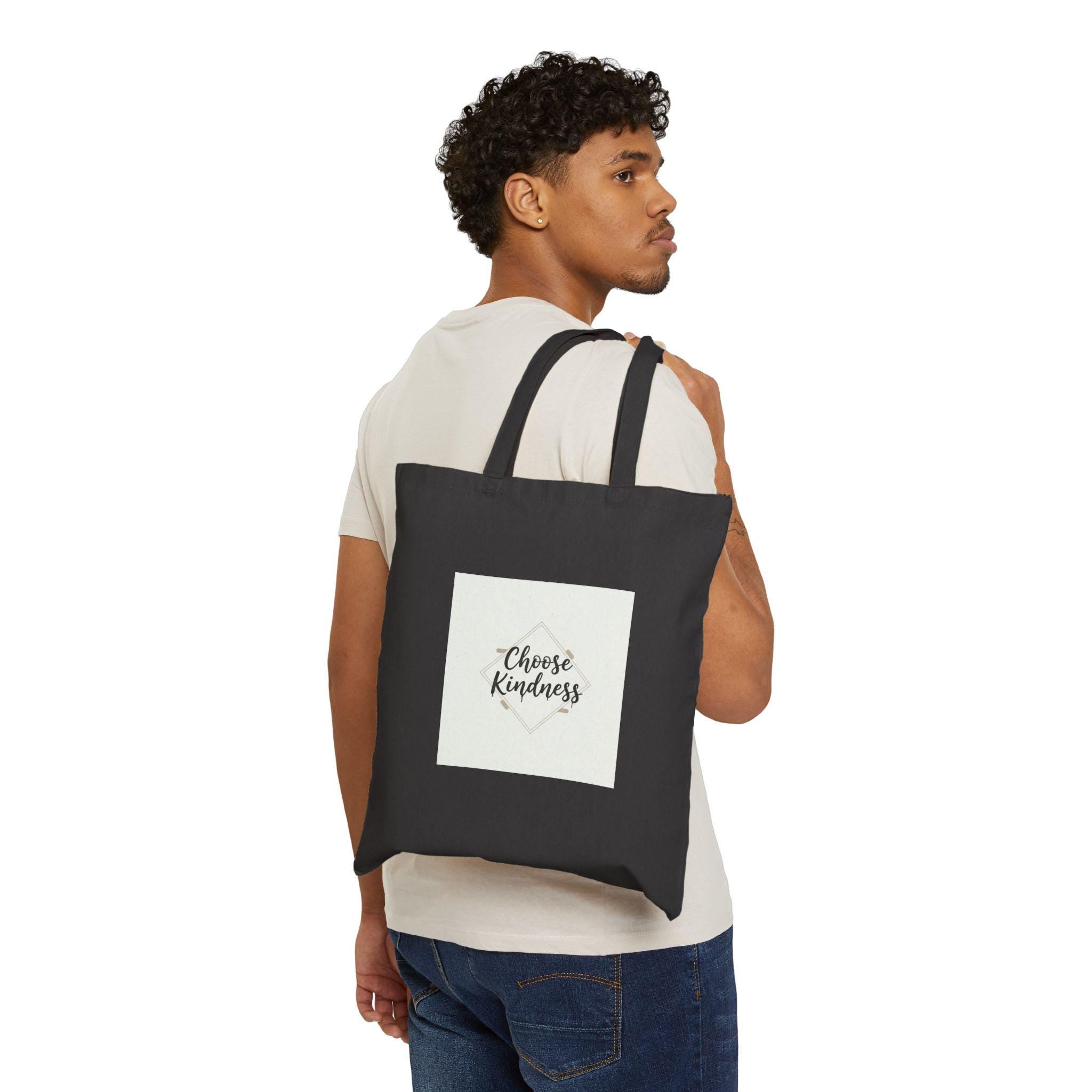 Choose Kindness Tote, Minimalist Hand-Lettered Quote, Neutral Canvas Bag