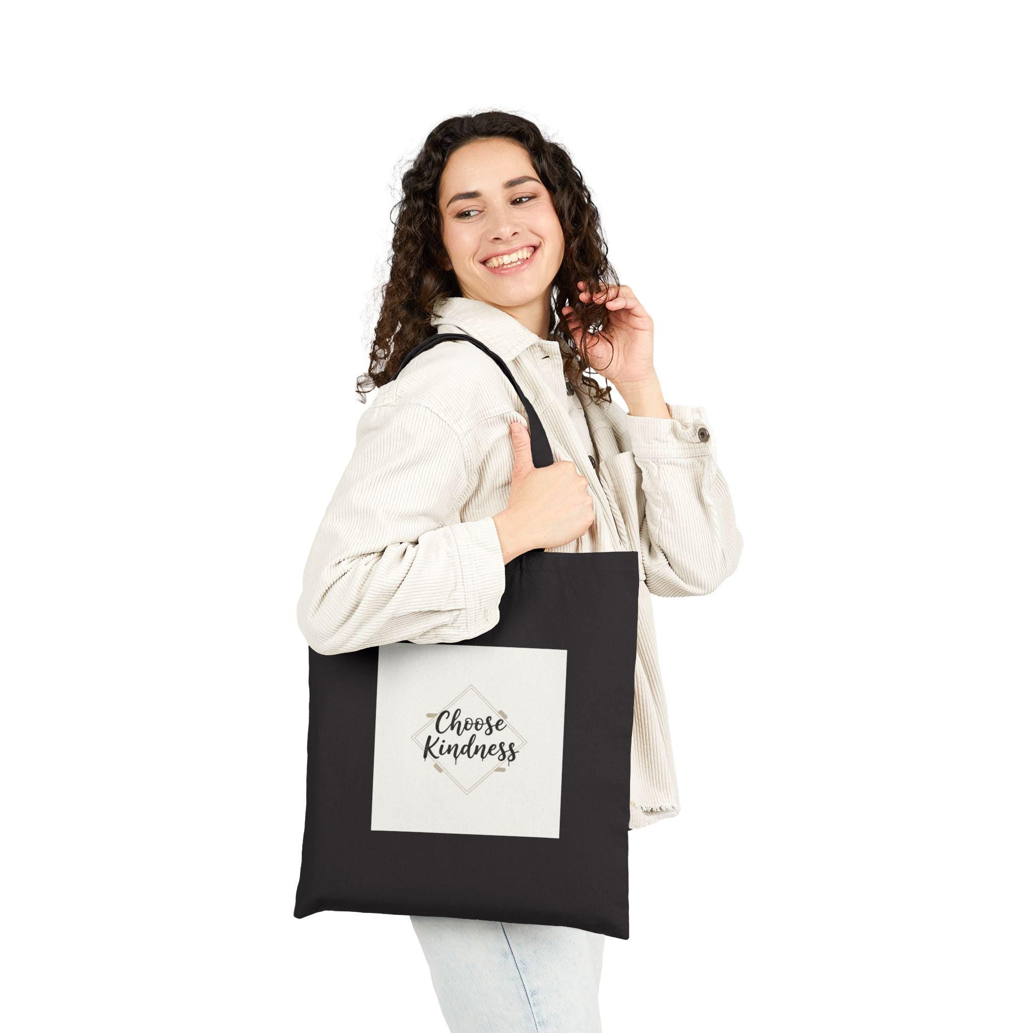 Choose Kindness Tote, Minimalist Hand-Lettered Quote, Neutral Canvas Bag