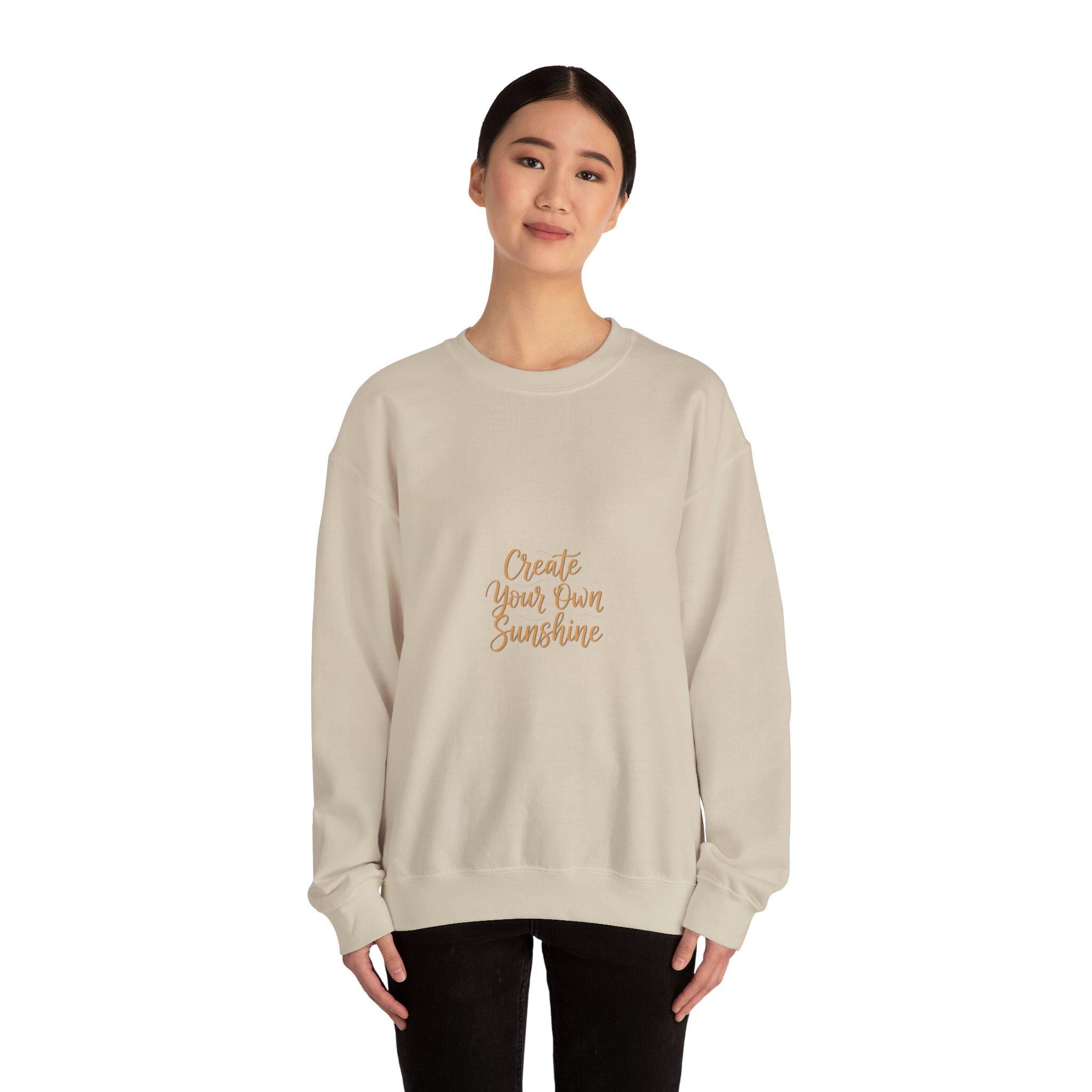 Create Your Own Sunshine Sweatshirt | Minimalist Hand-Lettered Quote, Neutral Script Typography