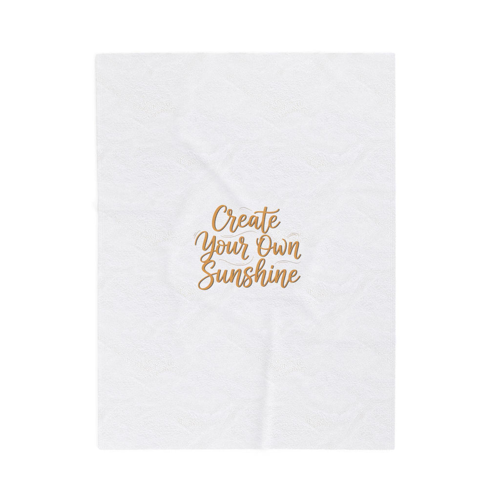 Create Your Own Sunshine Velveteen Plush Blanket | Minimalist Hand-Lettered Quote, Neutral Script Typography
