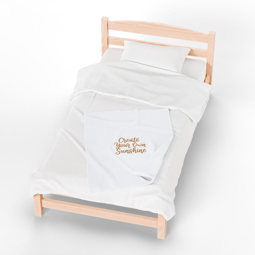 Create Your Own Sunshine Velveteen Plush Blanket | Minimalist Hand-Lettered Quote, Neutral Script Typography