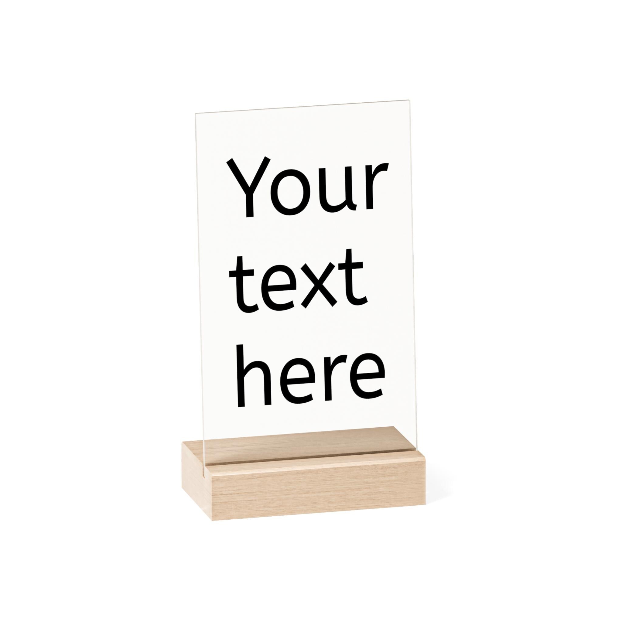 Custom Text Acrylic Sign with Wooden Stand | Personalized Desk Plaque