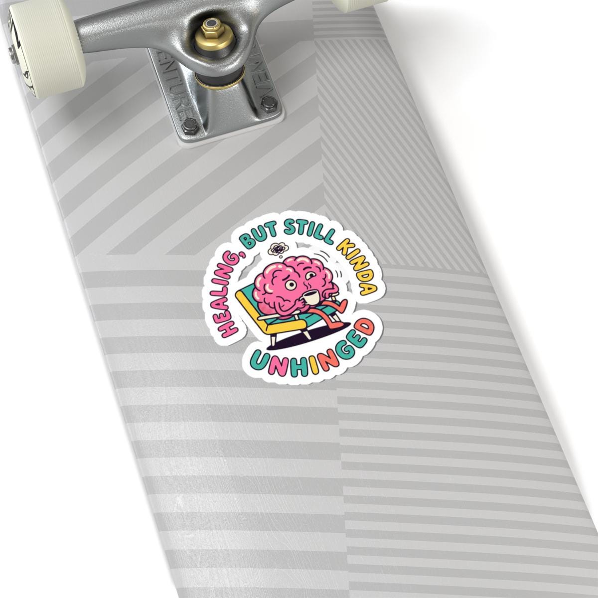 Healing But Still Kinda Unhinged Kiss-Cut Stickers | mental health humor, retro wavy text