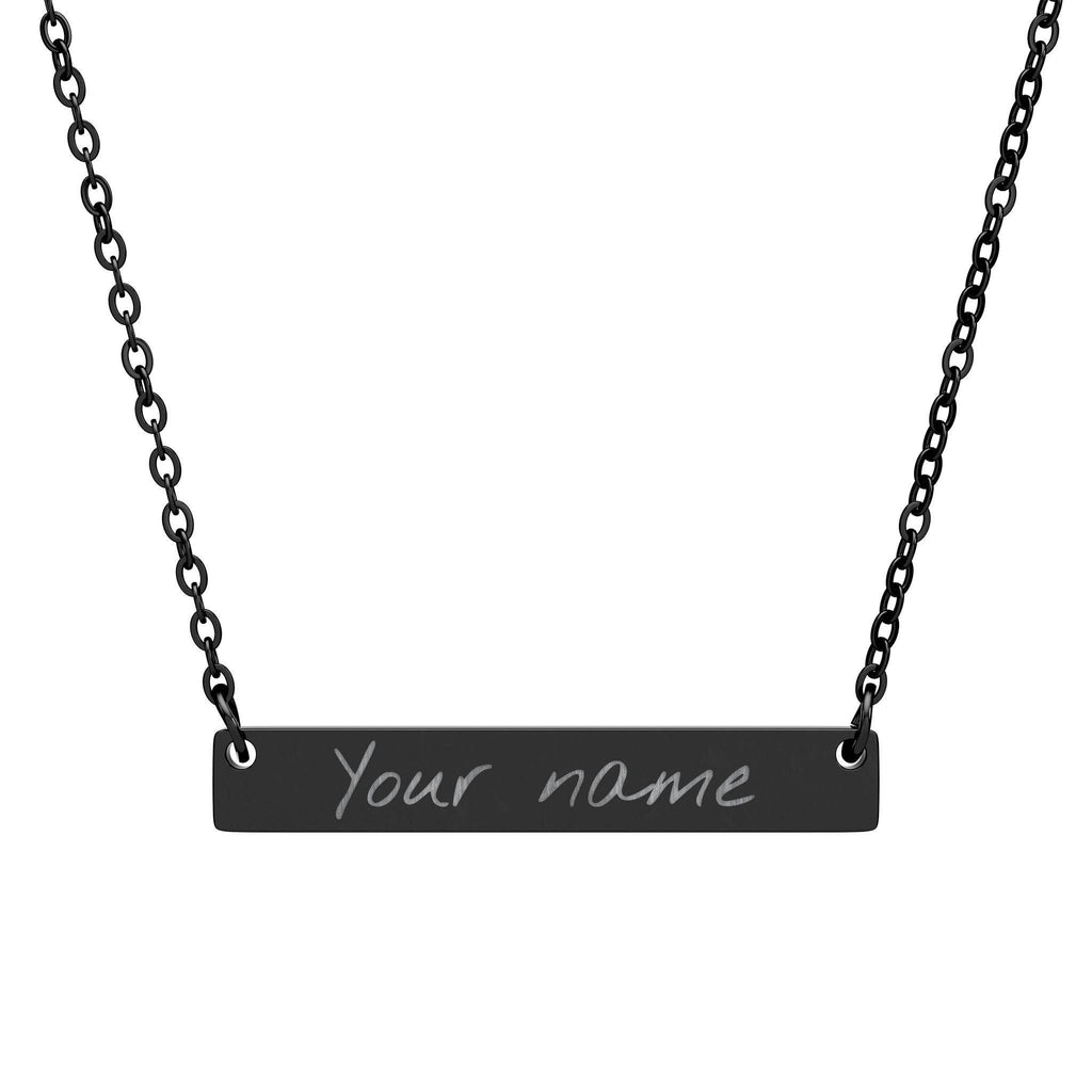 Engraved Handwriting Bar Necklace, Horizontal Name Necklace | Personalized Jewelry