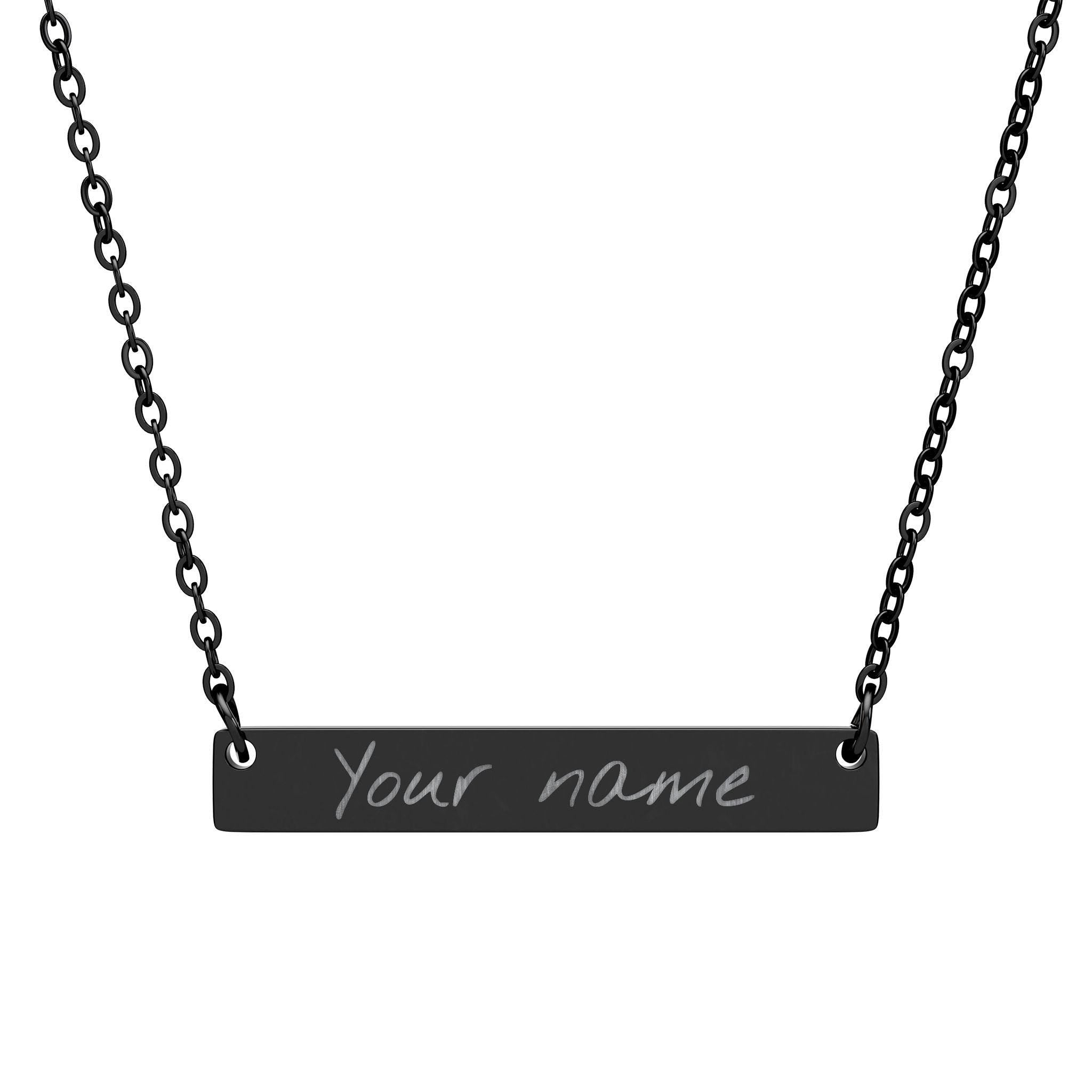 Engraved Handwriting Bar Necklace, Horizontal Name Necklace | Personalized Jewelry