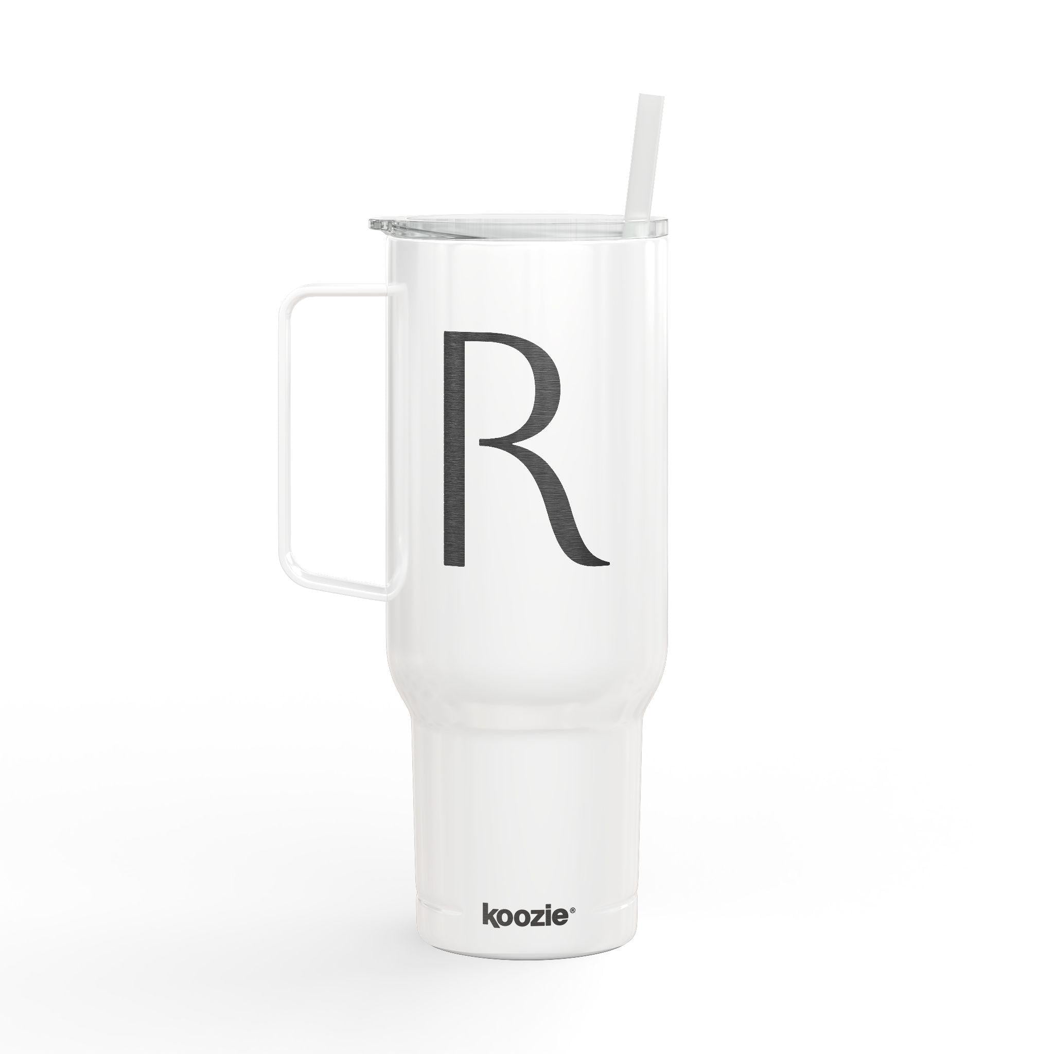 Monogram Letter R Tumbler | 40oz Insulated Engraved Tumbler with Lid